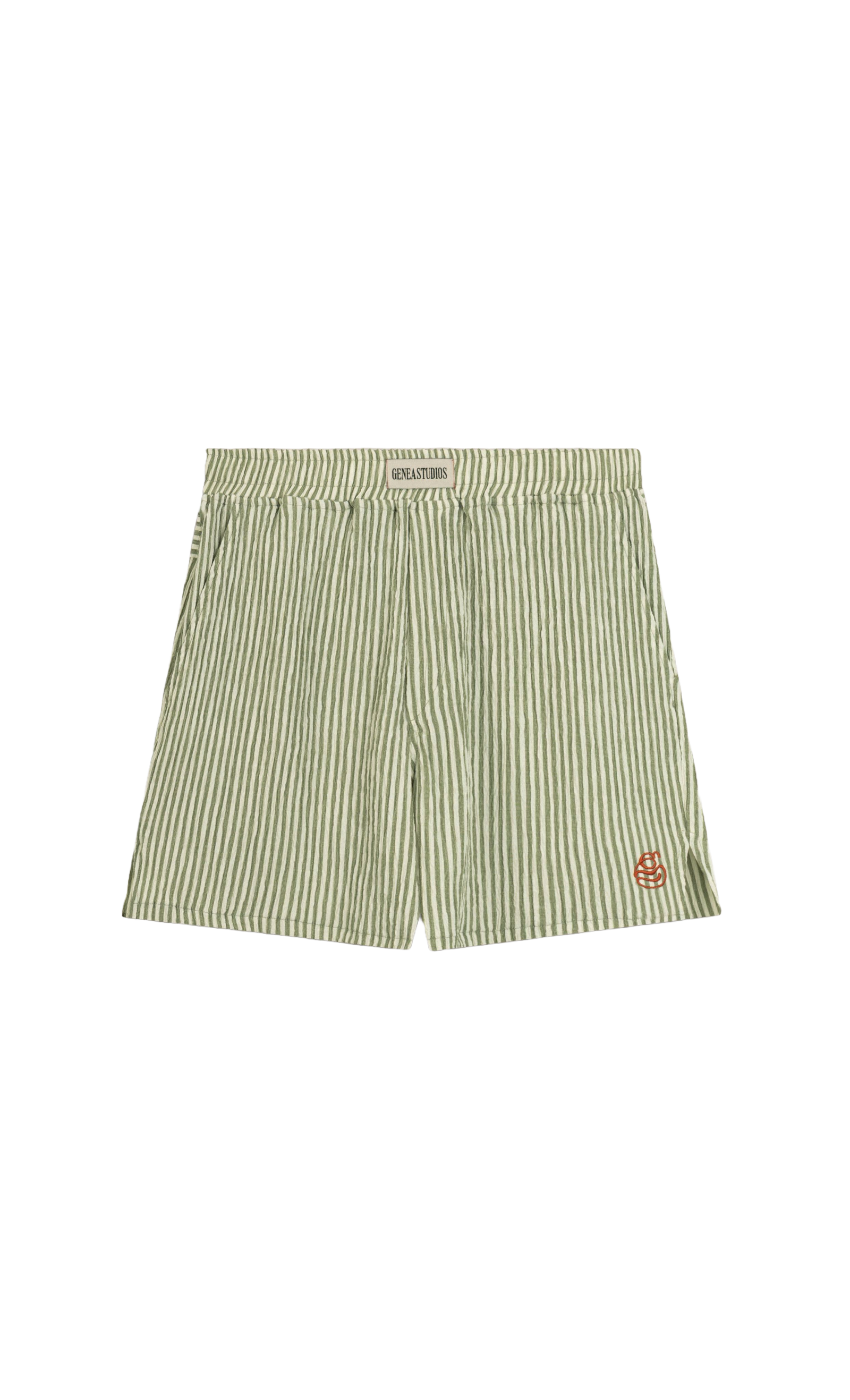 Green Crinkle Striped Short