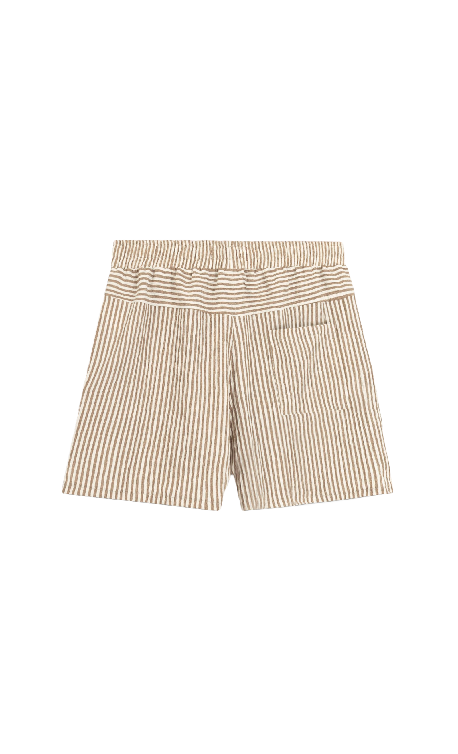 Beige Crinkle Striped Short