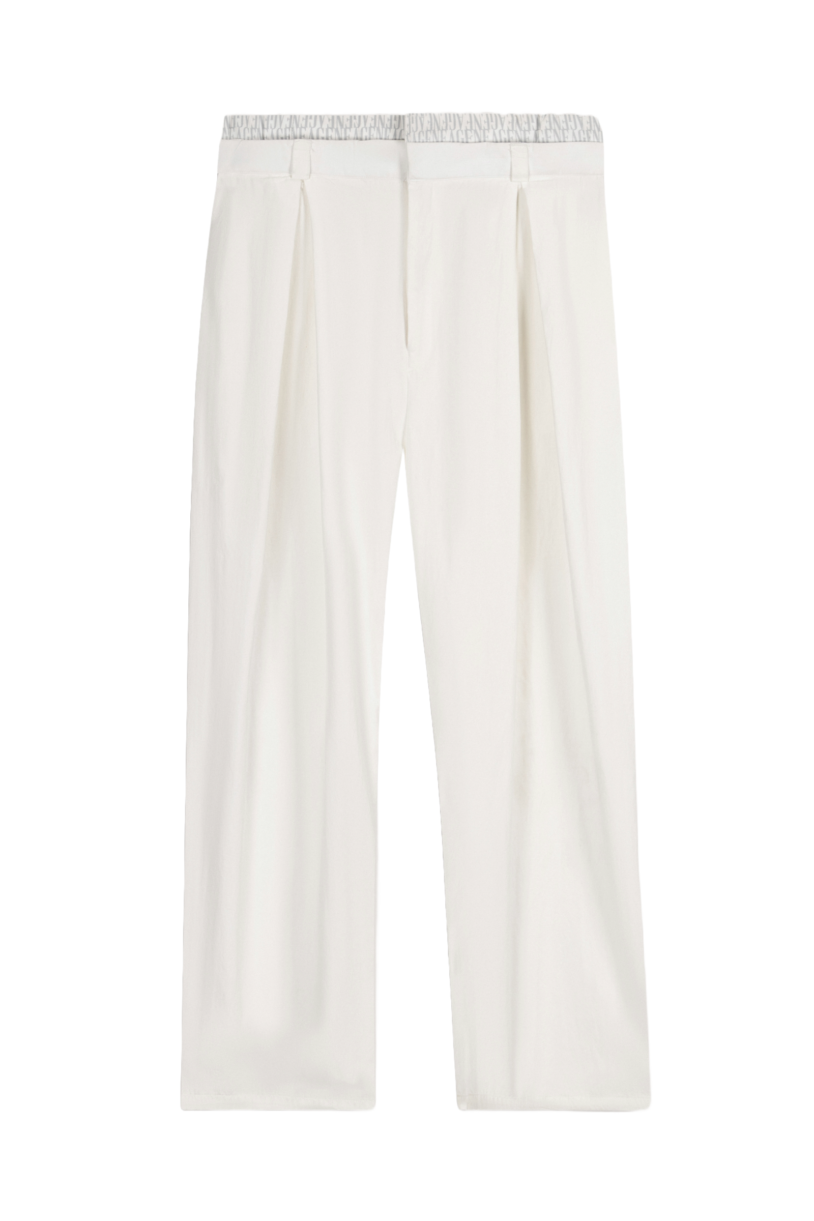 White Double-Waist Wide-Leg Pants