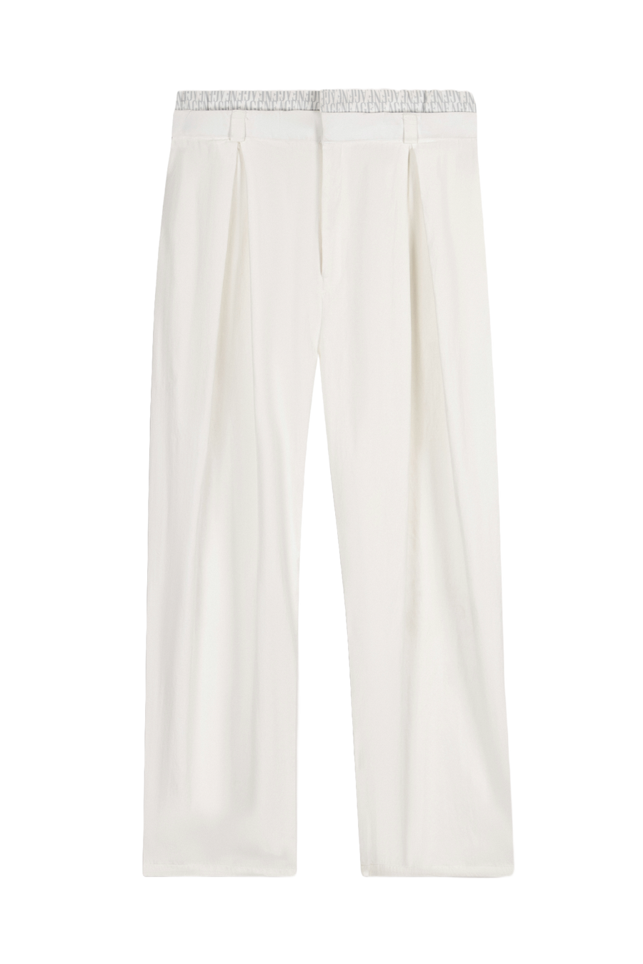White Double-Waist Wide-Leg Pants