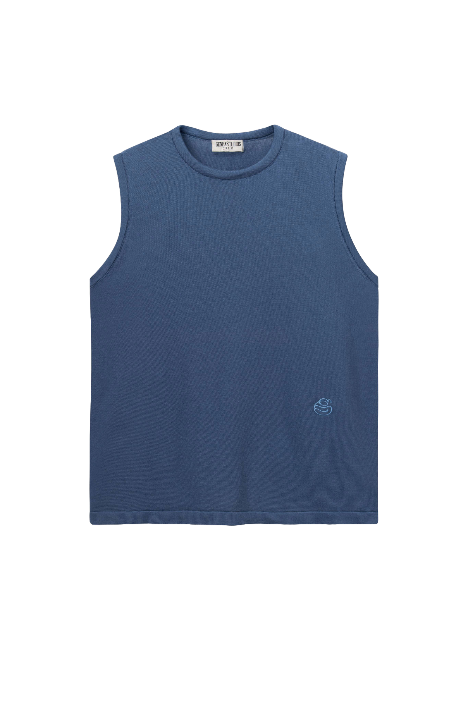Navy Sleeveless Cotton Knit Top