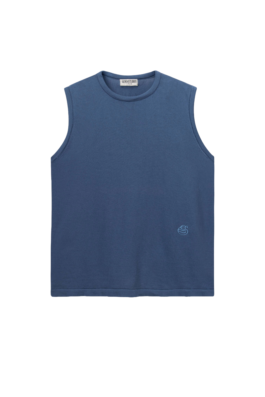 Navy Sleeveless Cotton Knit Top