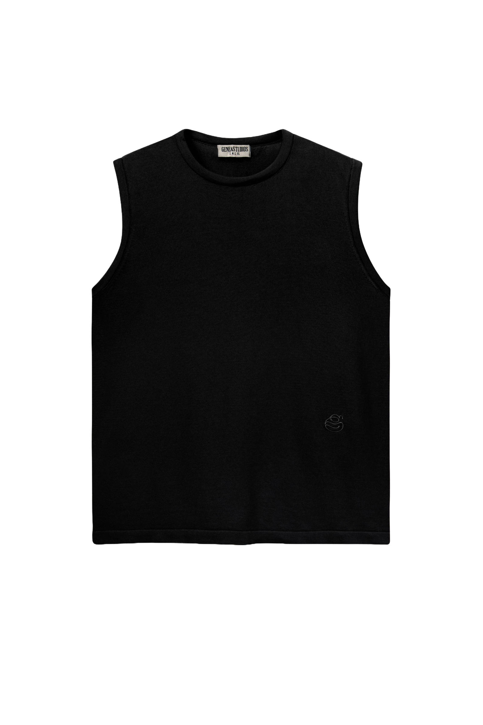 Black Sleeveless Cotton Knit Top