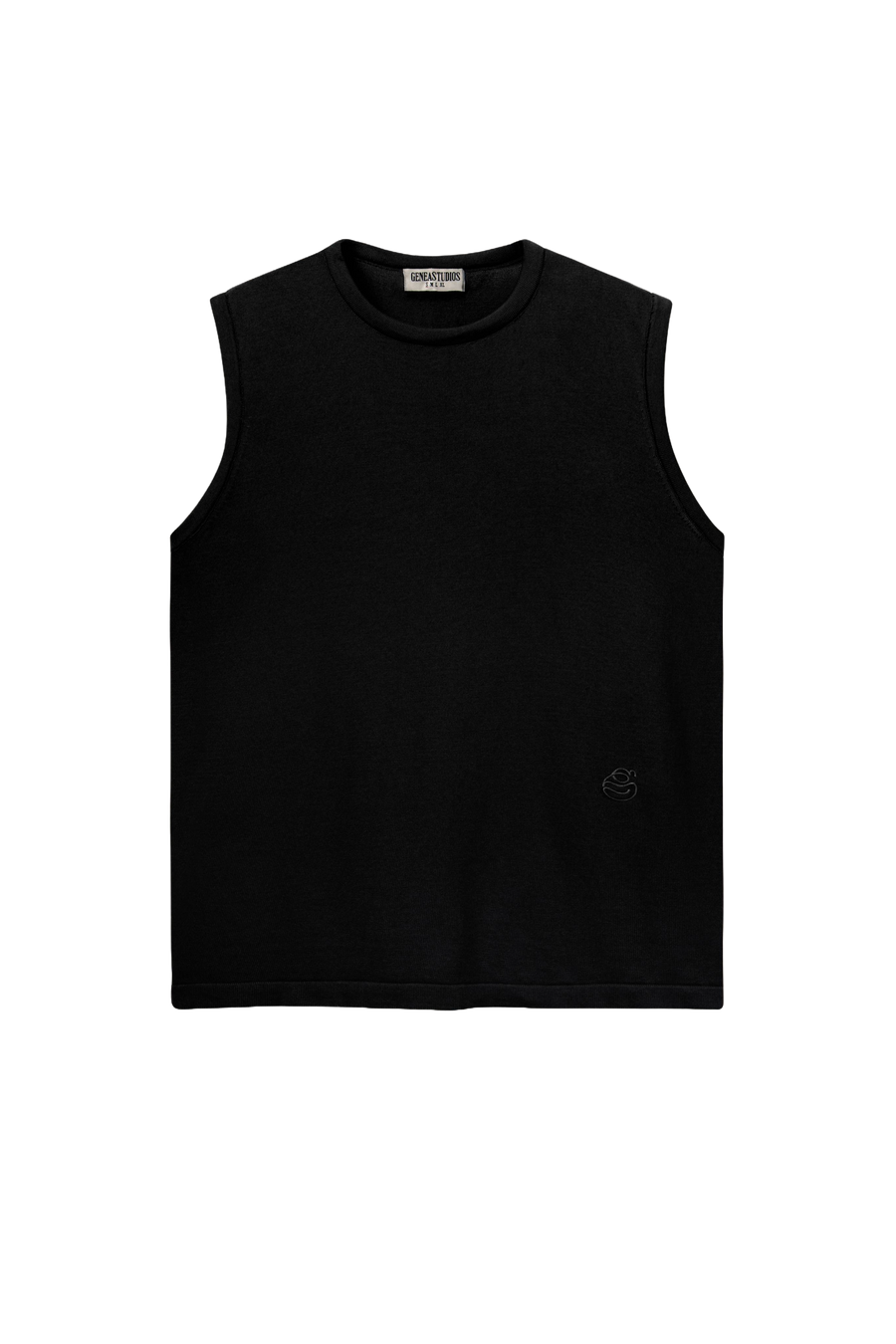 Black Sleeveless Cotton Knit Top
