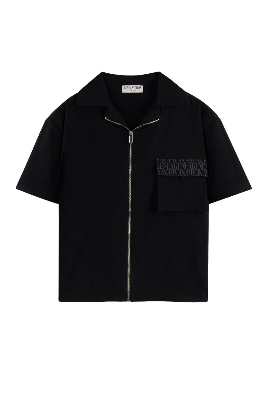 Black Short-sleeves Zip Overshirt