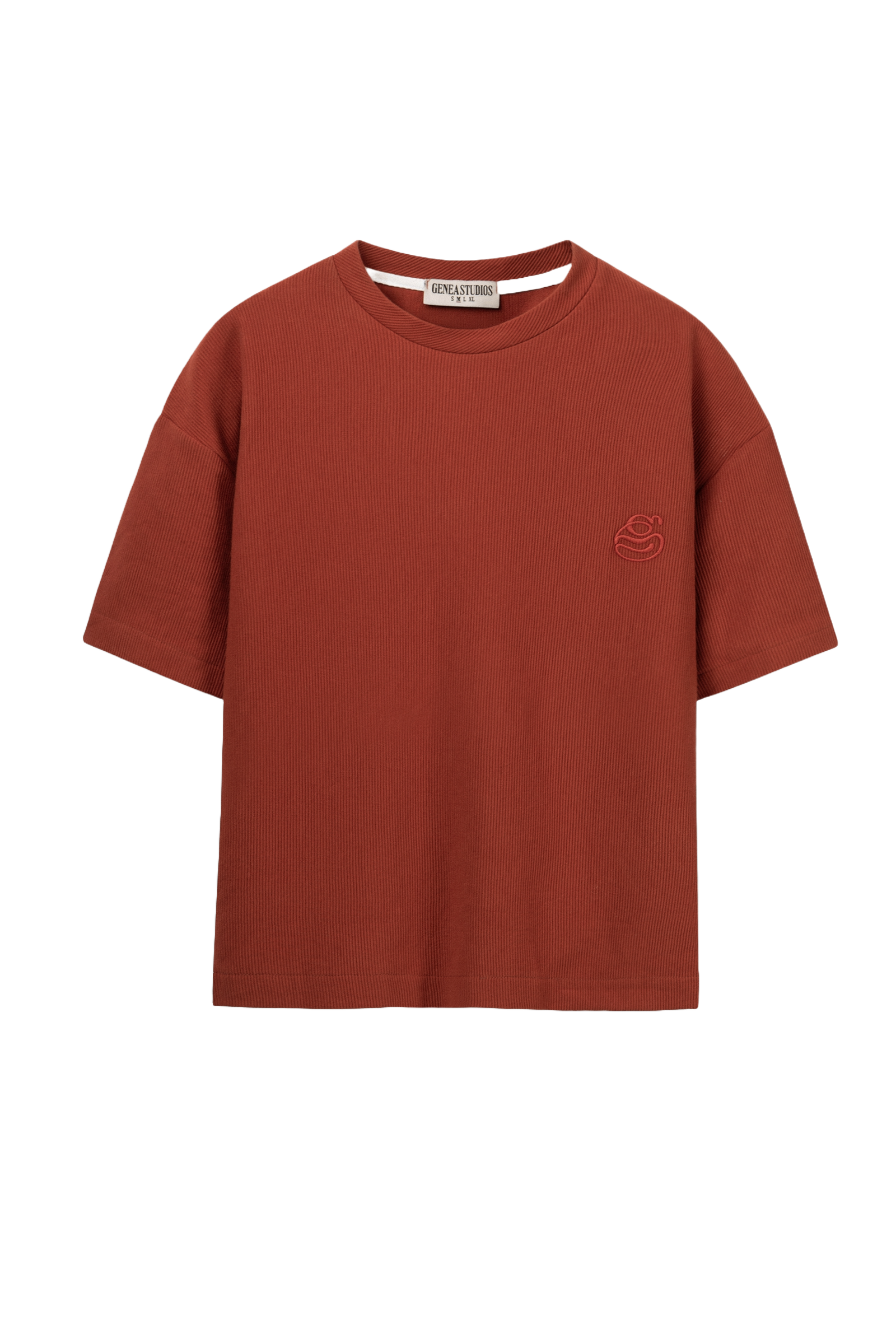 Brick Boxy Ribbed Basic T-Shirt
