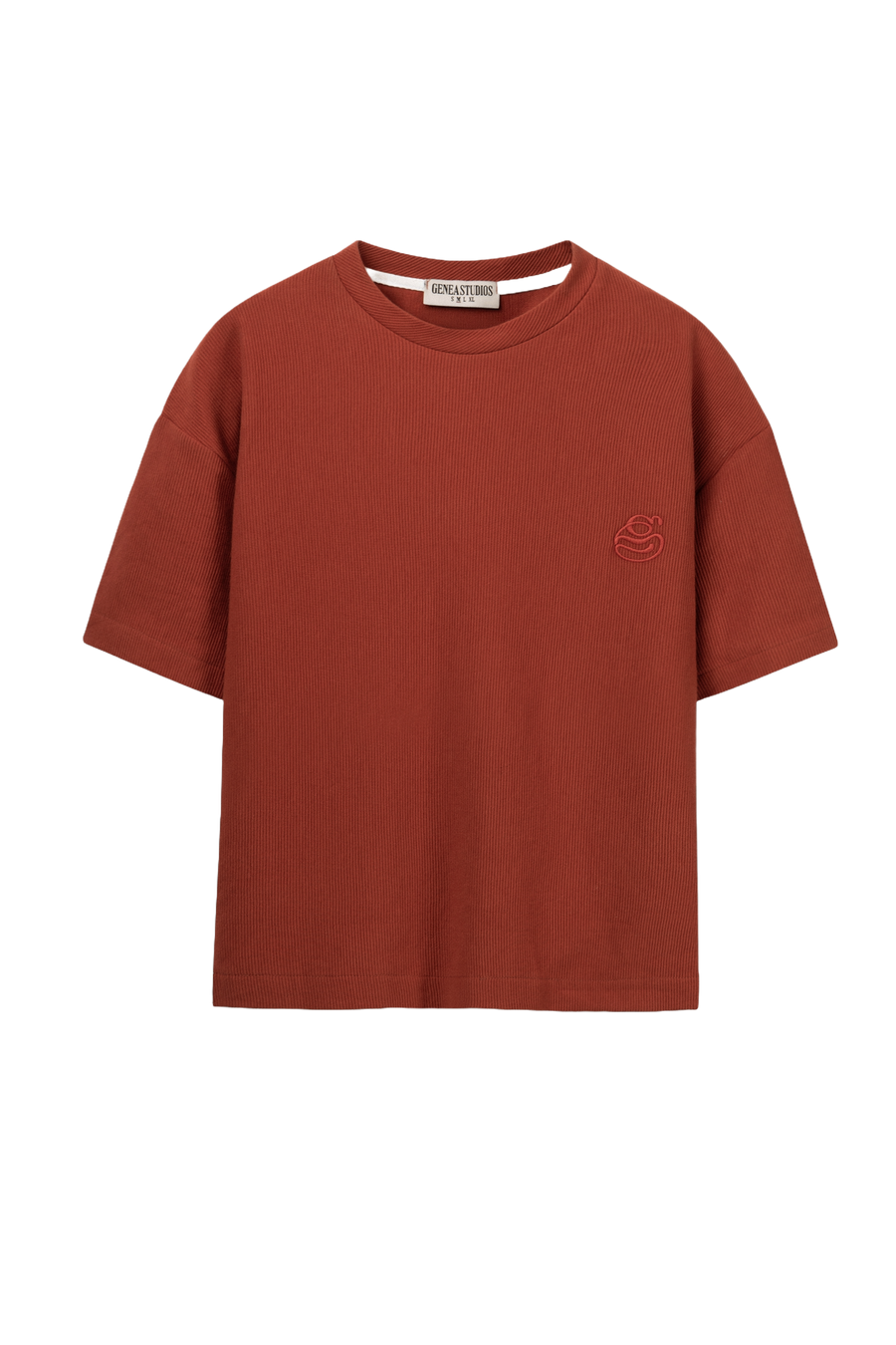 Brick Boxy Ribbed Basic T-Shirt
