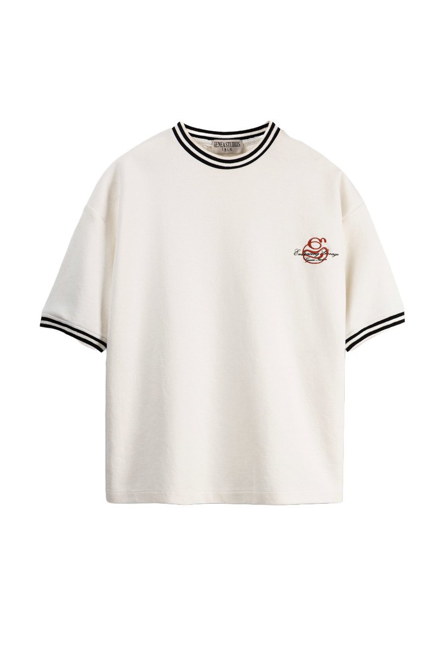 White Contrast Collar Boxy T-Shirt