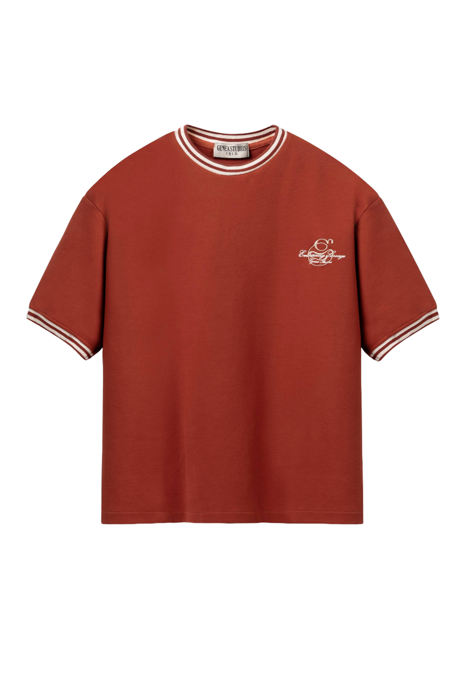 Brick Contrast Collar Boxy T-Shirt