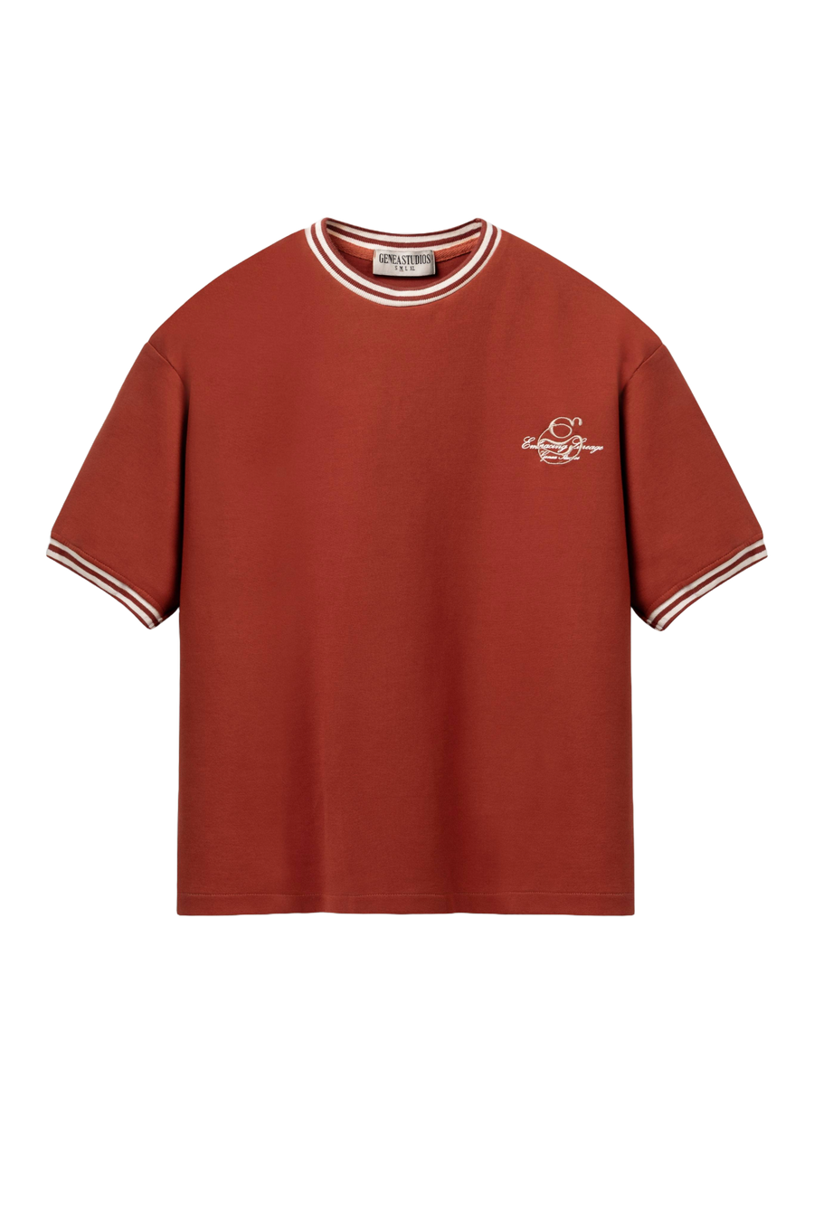 Brick Contrast Collar Boxy T-Shirt
