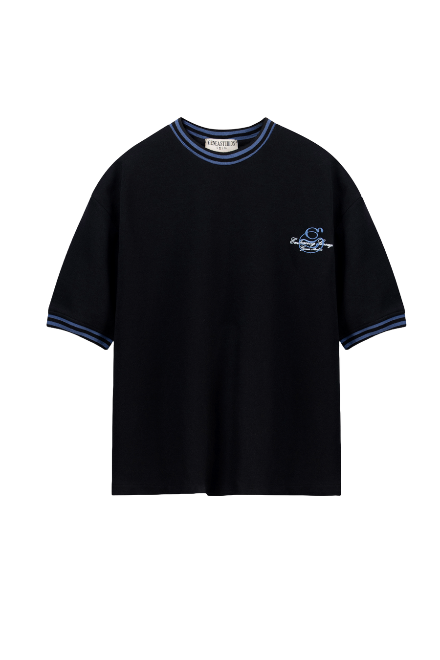 Black Contrast Collar Boxy T-Shirt