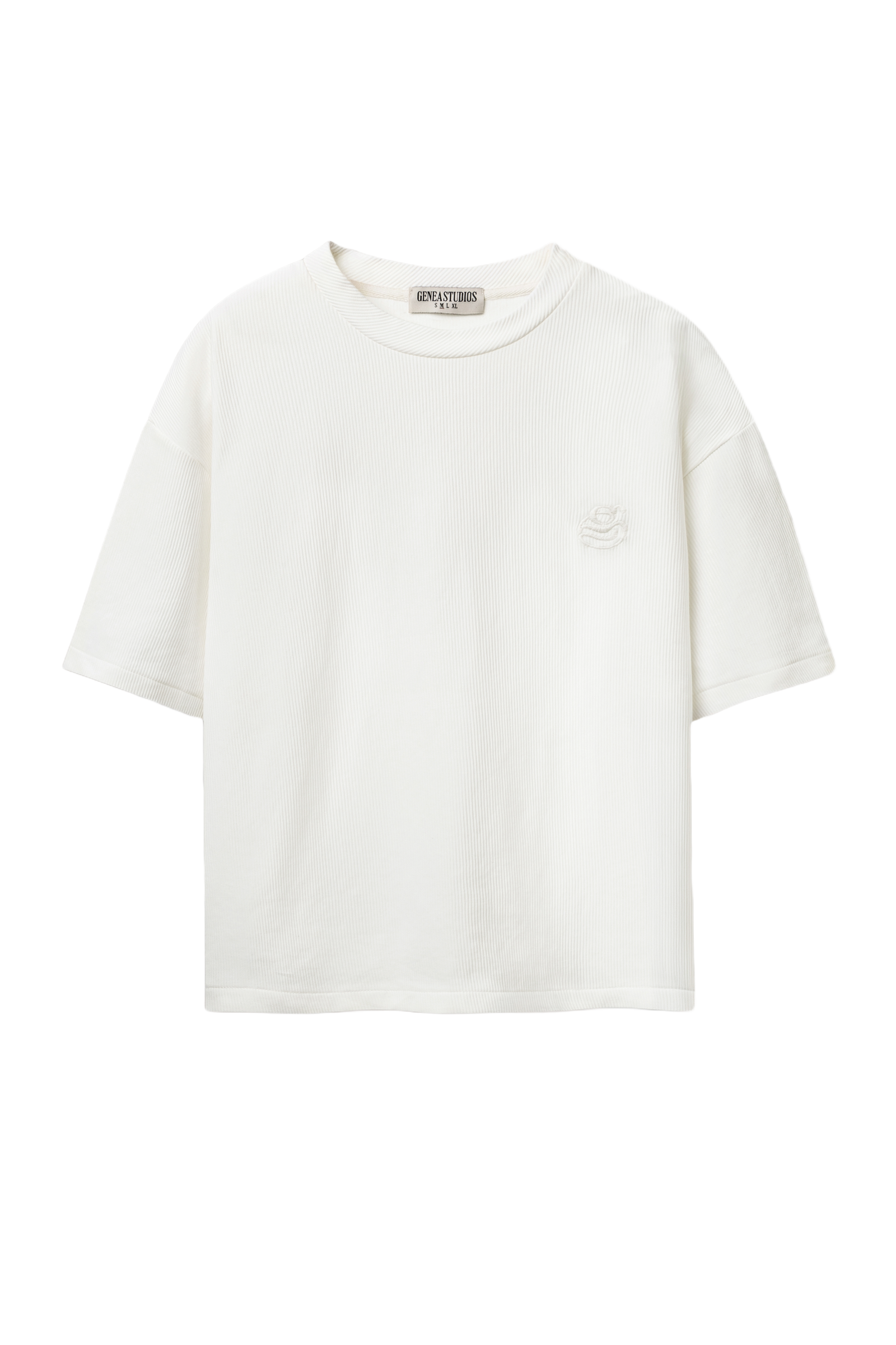 White Boxy Ribbed Basic T-Shirt