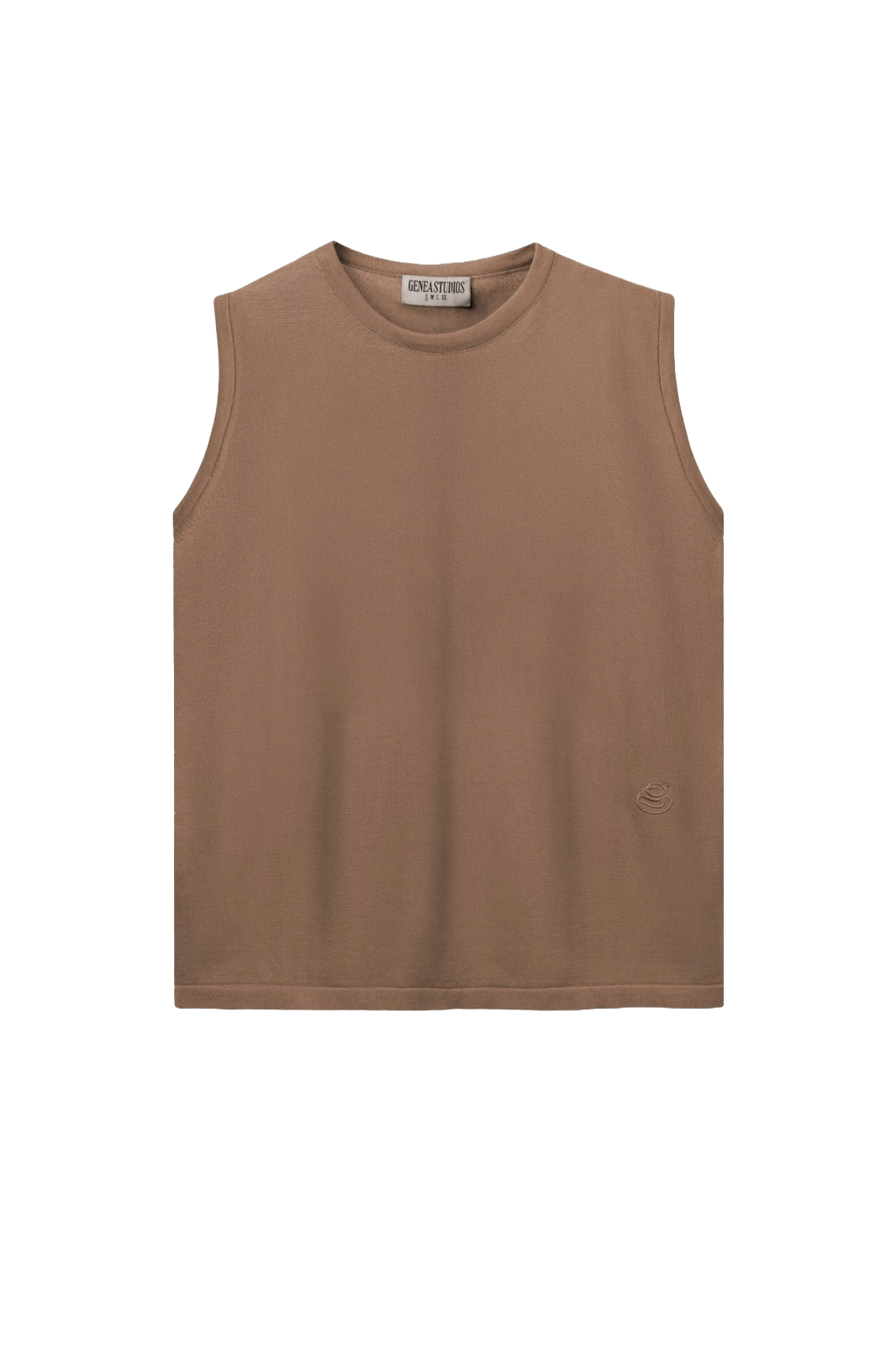 Beige Sleeveless Cotton Knit Top