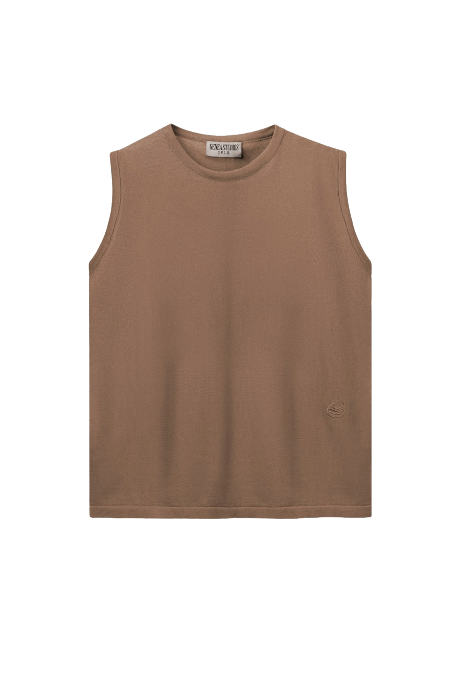 Beige Sleeveless Cotton Knit Top