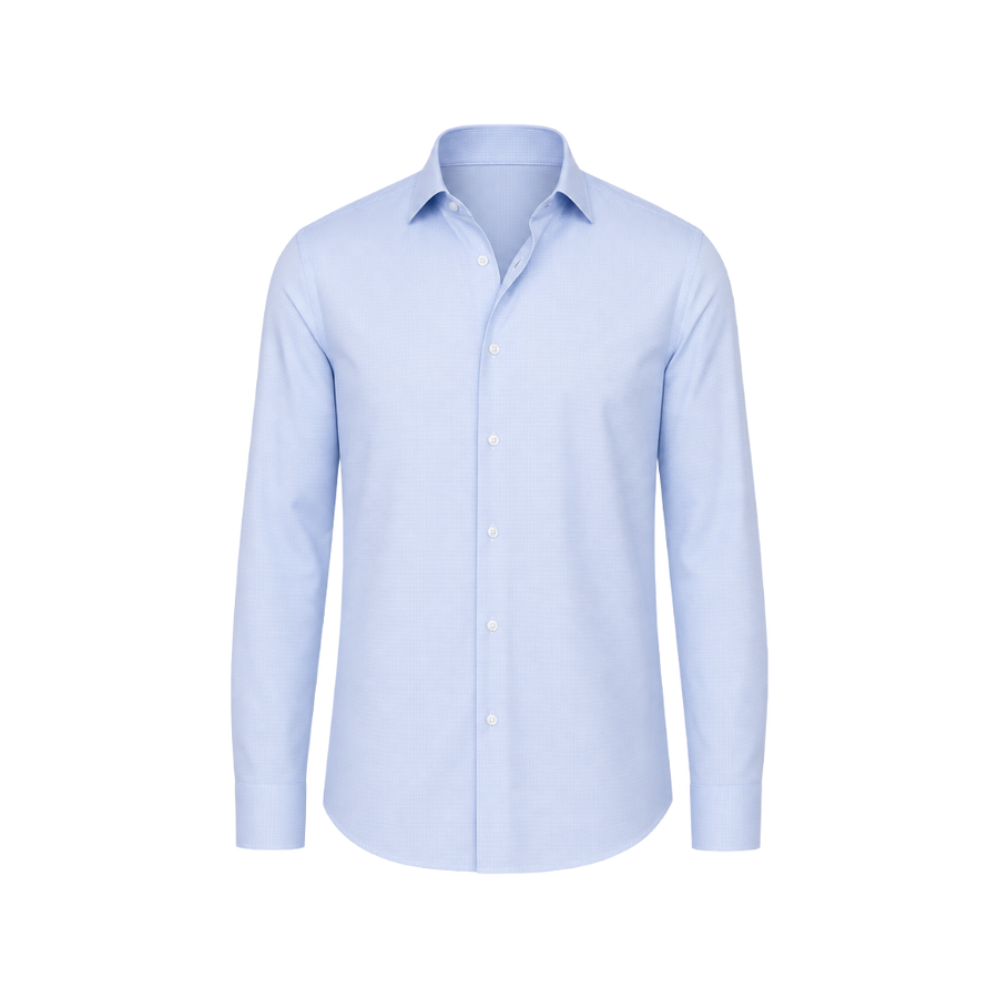 Light Blue Micro Houndstooth Shirt
