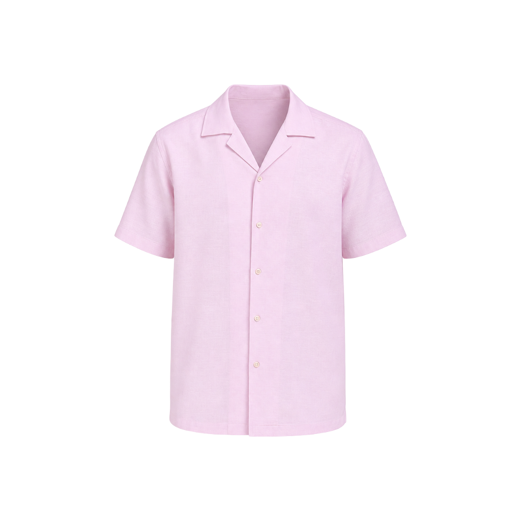 Pink Linen Half-Sleeve Shirt