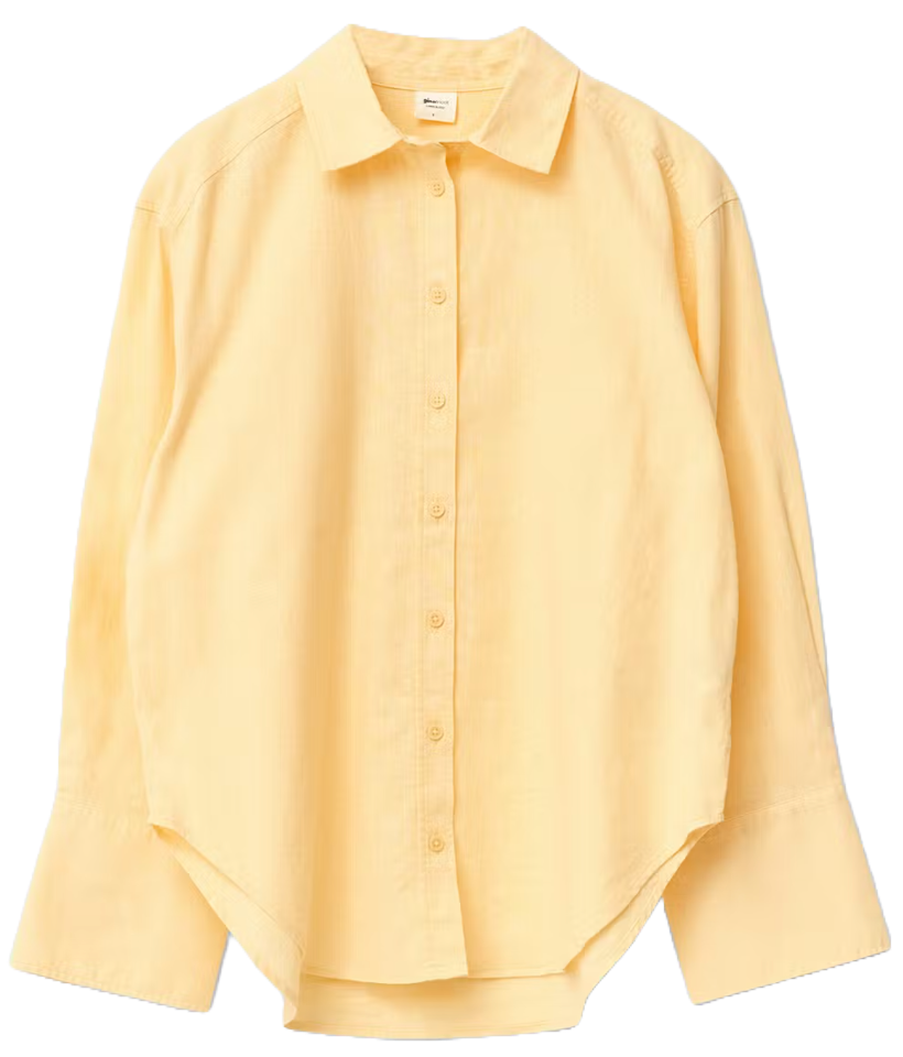 Oversized linen blend shirt - Yellow - image 1