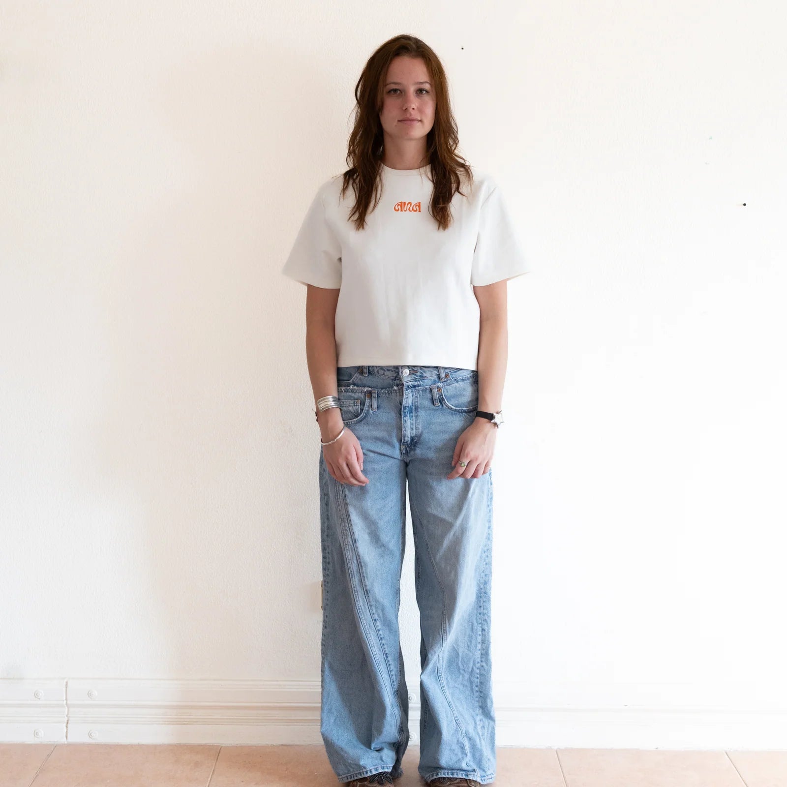 Boxy Cropped Tee - Ivory - image 1