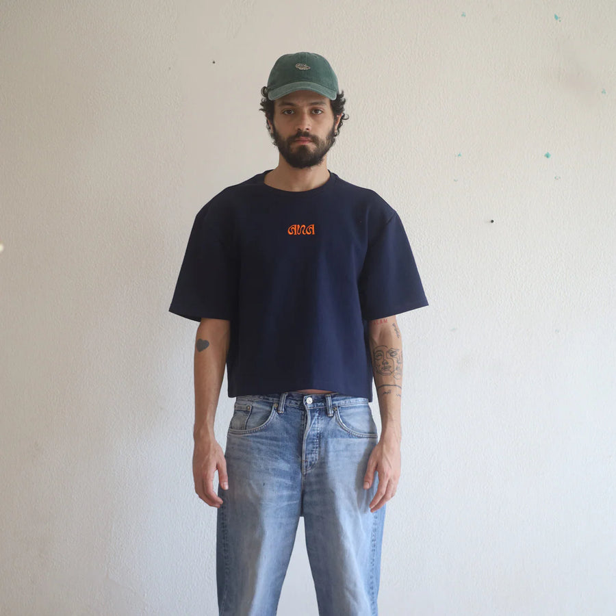 Boxy Cropped Tee - Navy - image 1