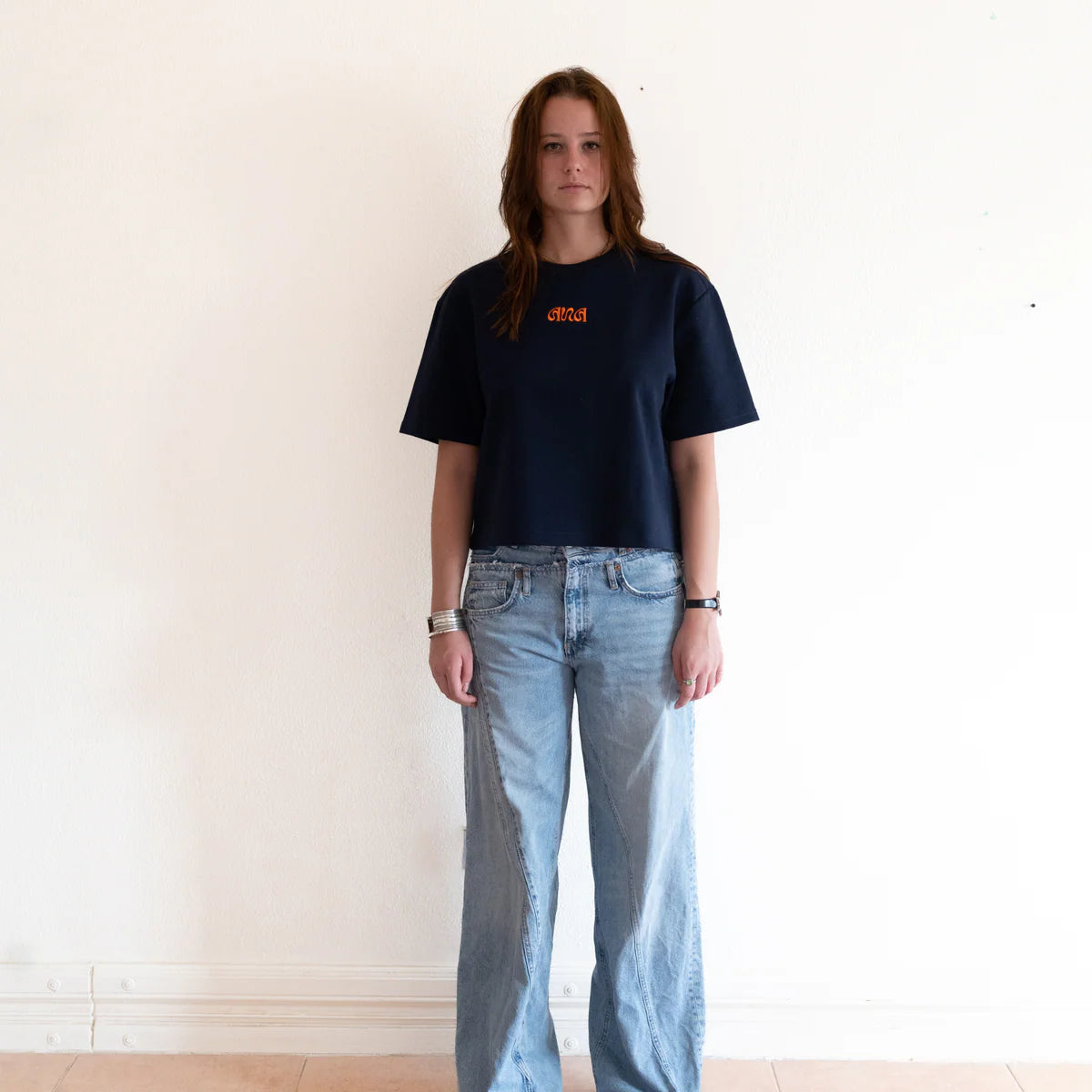 Boxy Cropped Tee - Navy - image 2