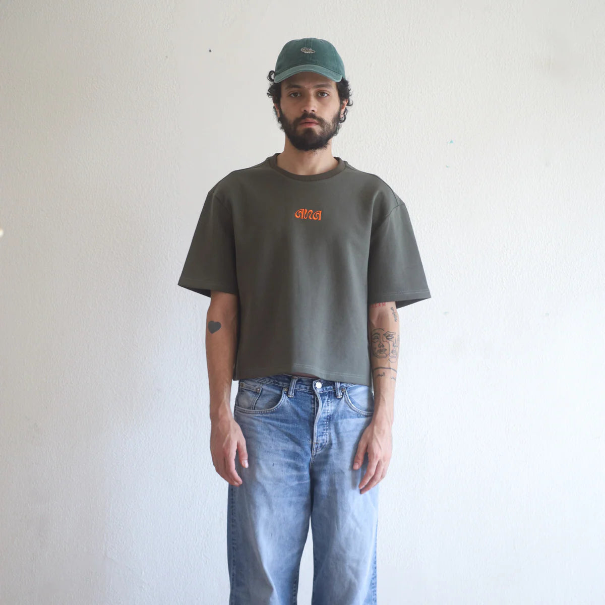 Boxy Cropped Tee - Olive - image 1