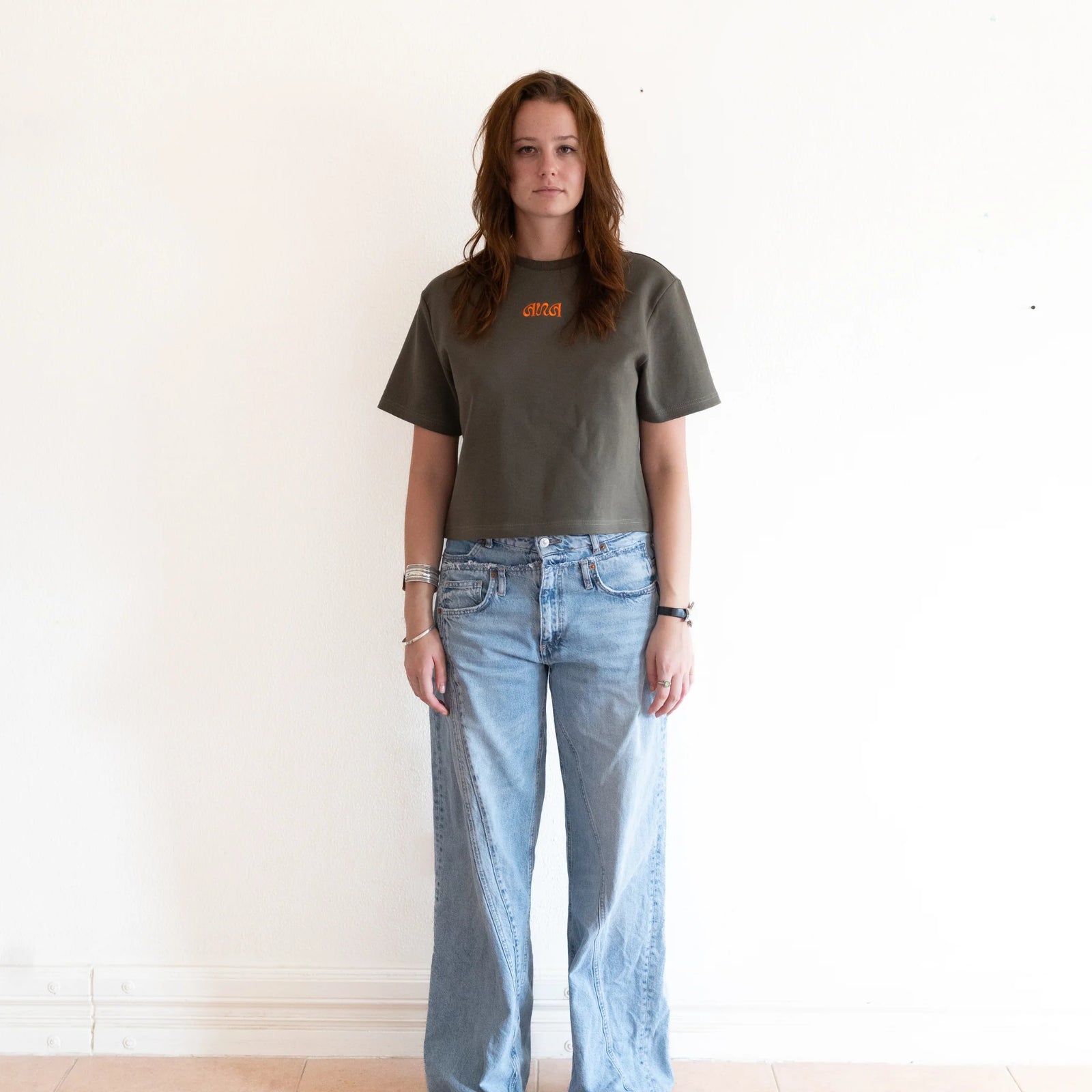 Boxy Cropped Tee - Olive - image 2