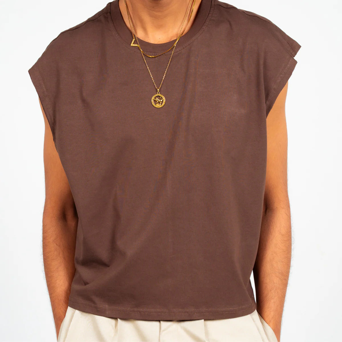 Boxy Tank Top - Brown - image 1