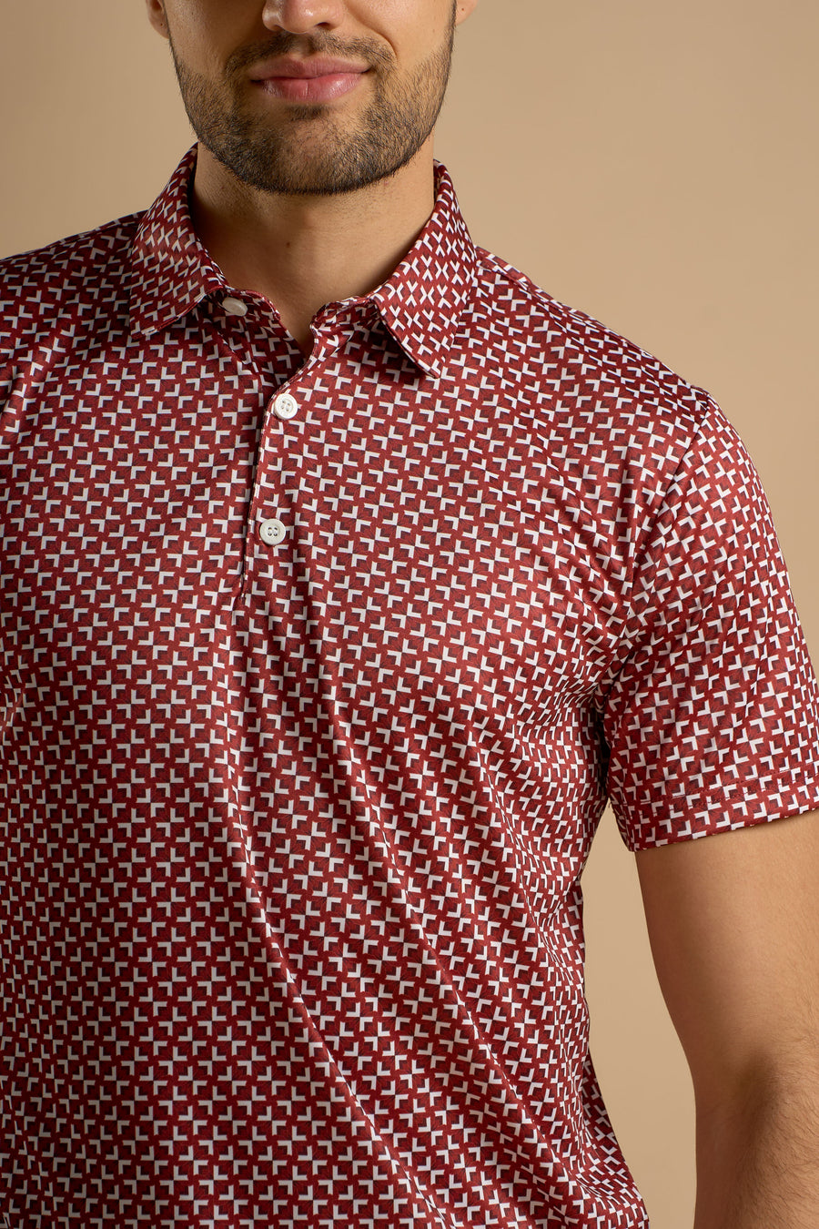 Eagle Fabric Collar Polo - Crimson Grid - image 1