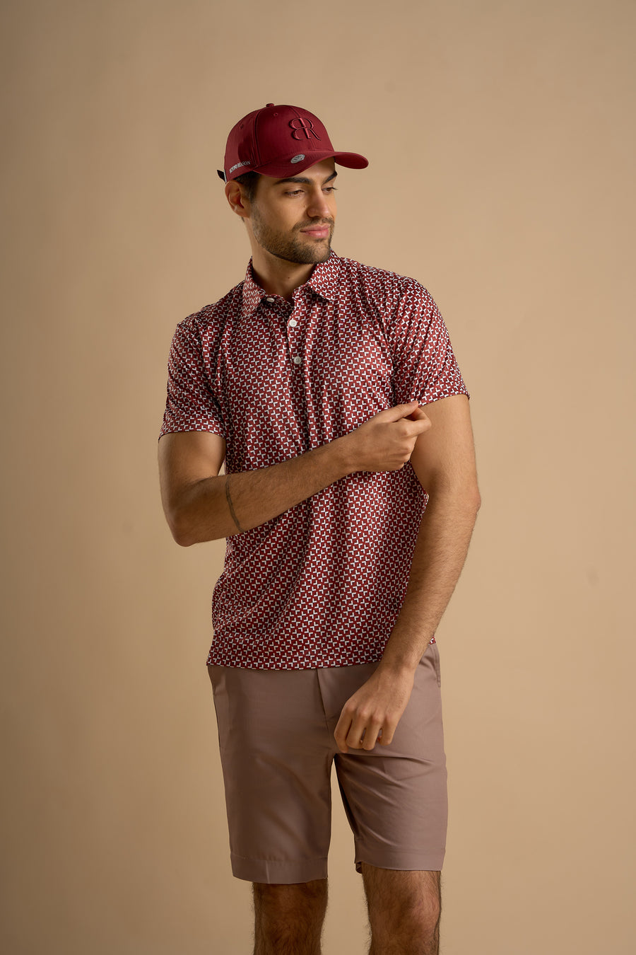 Eagle Fabric Collar Polo - Crimson Grid - image 3