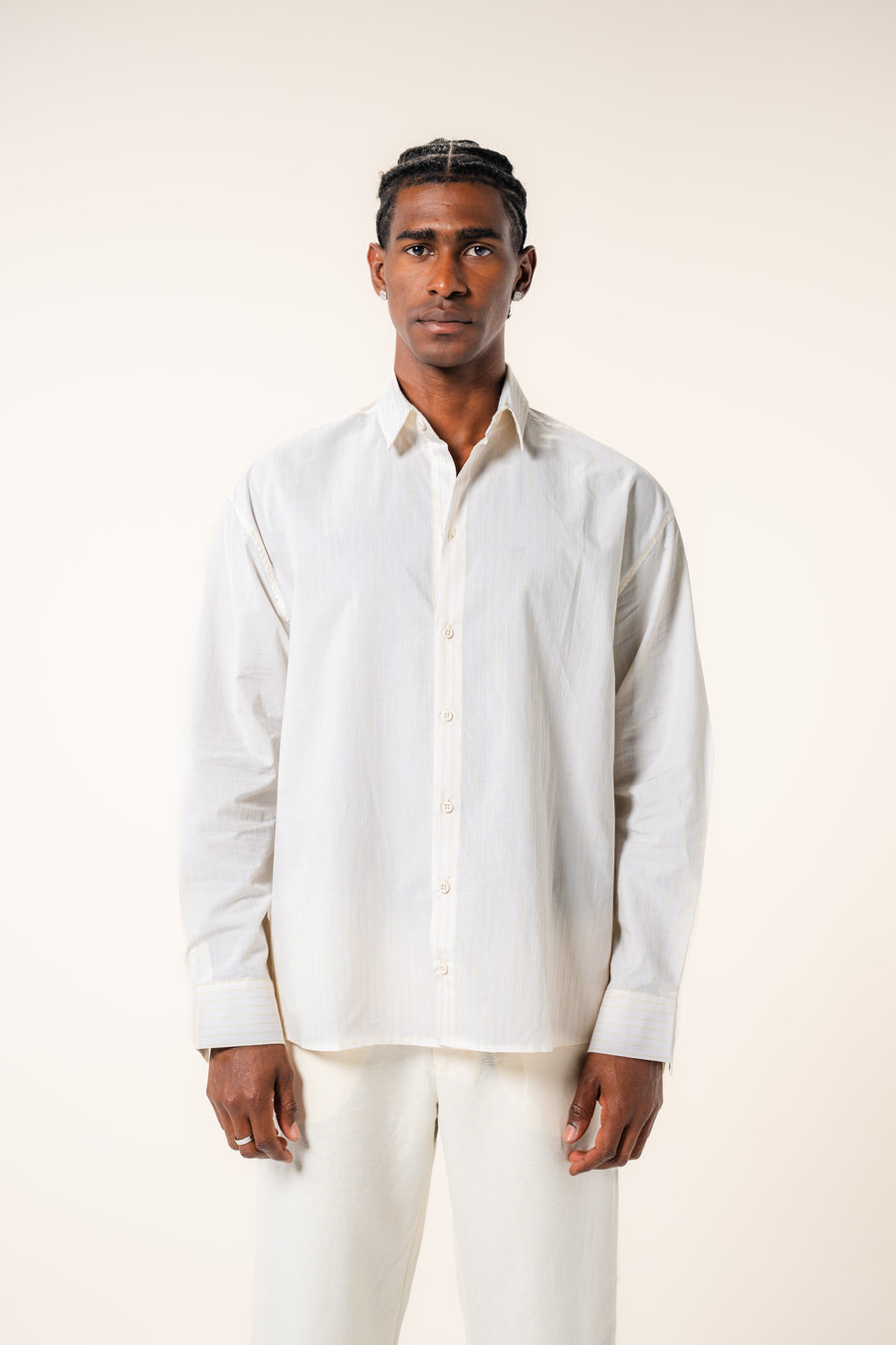 Long Sleeve Pinstripe Shirt - Butter Yellow - image 1