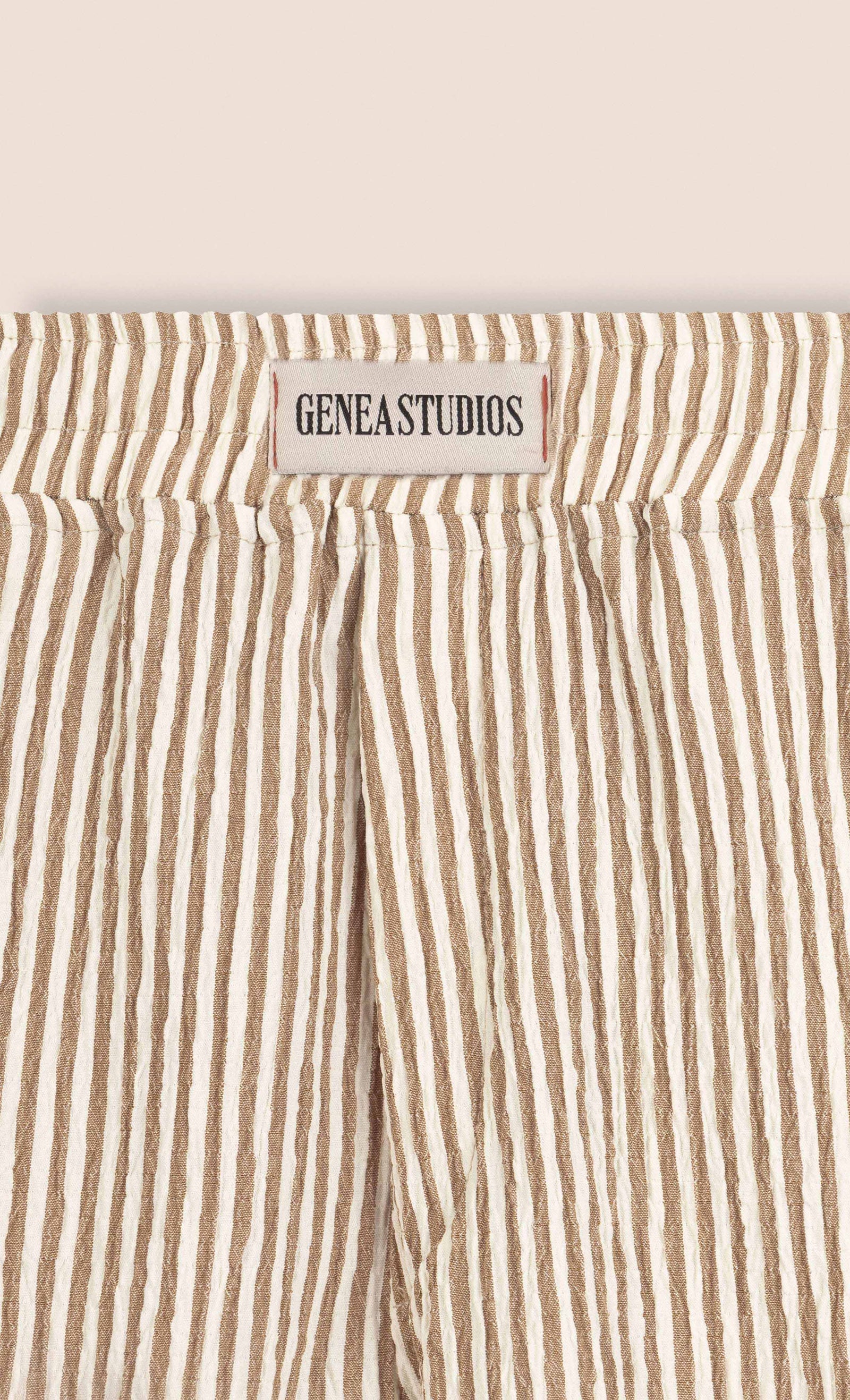 Beige Crinkle Striped Short - Beige - image 3