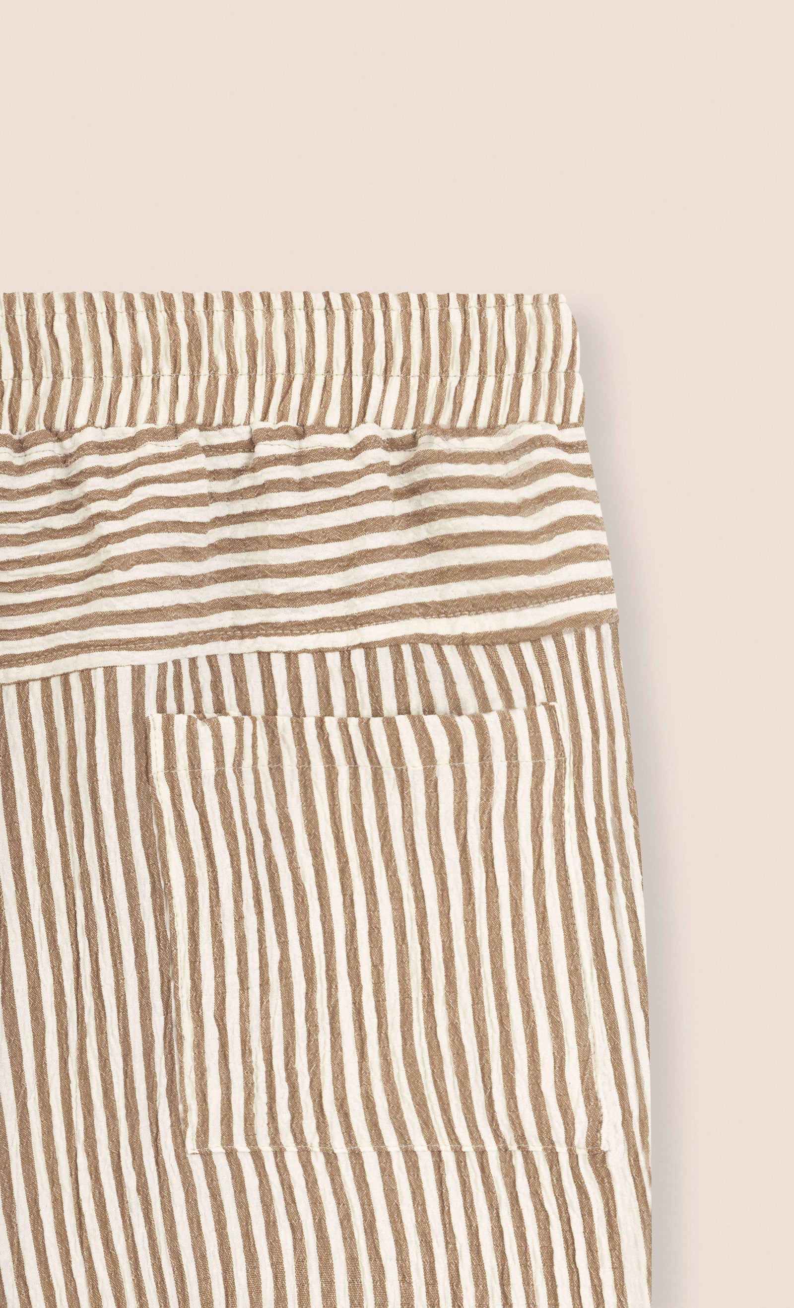 Beige Crinkle Striped Short - Beige - image 5