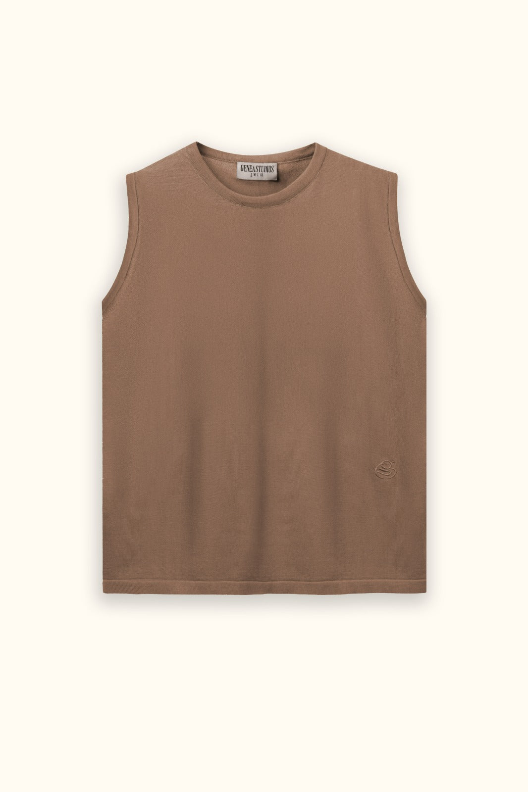 Beige Sleeveless Cotton Knit Top - Beige - image 1