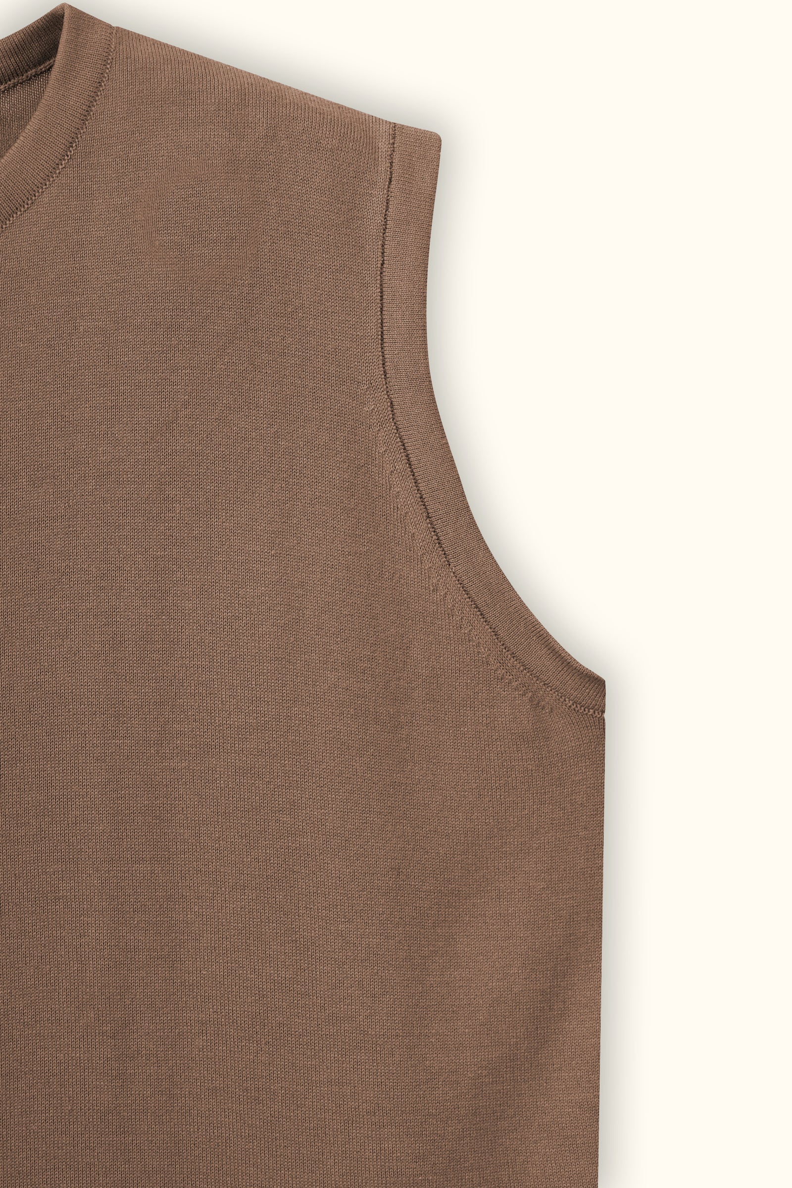 Beige Sleeveless Cotton Knit Top - Beige - image 3