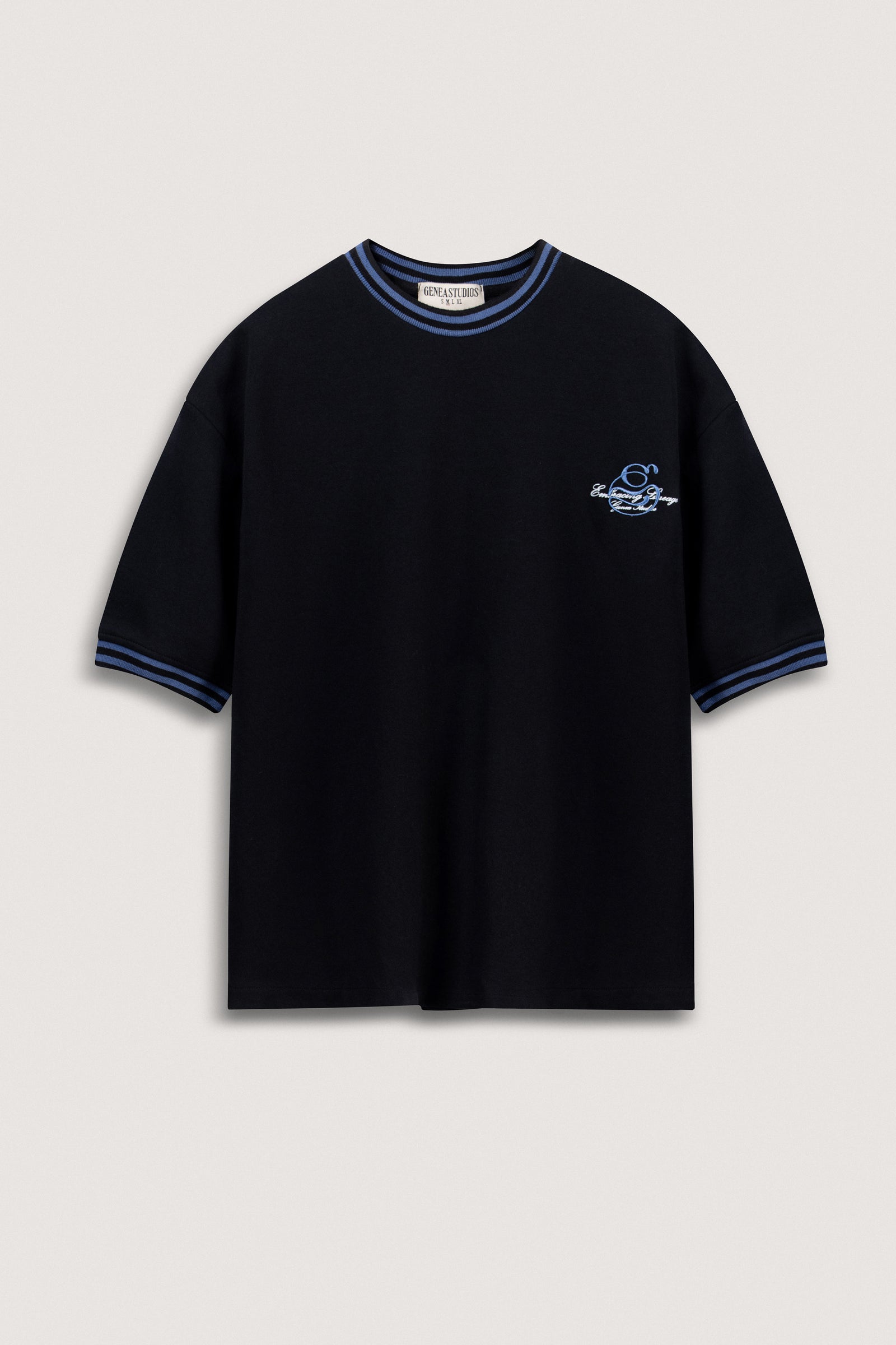 Black Contrast Collar Boxy T-Shirt - Black - image 1
