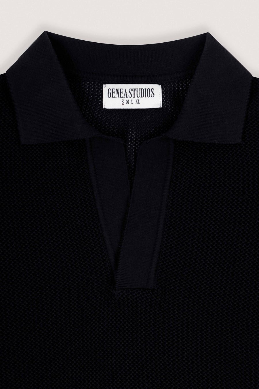 Black Cotton Knitted Polo T-Shirt - Black - image 2