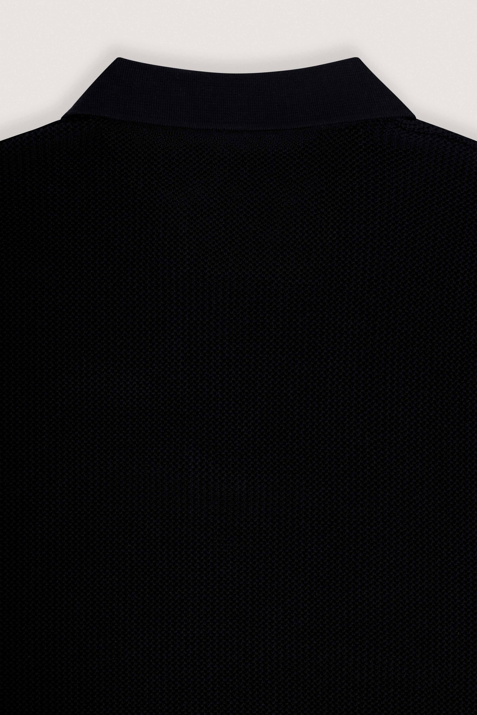 Black Cotton Knitted Polo T-Shirt - Black - image 3