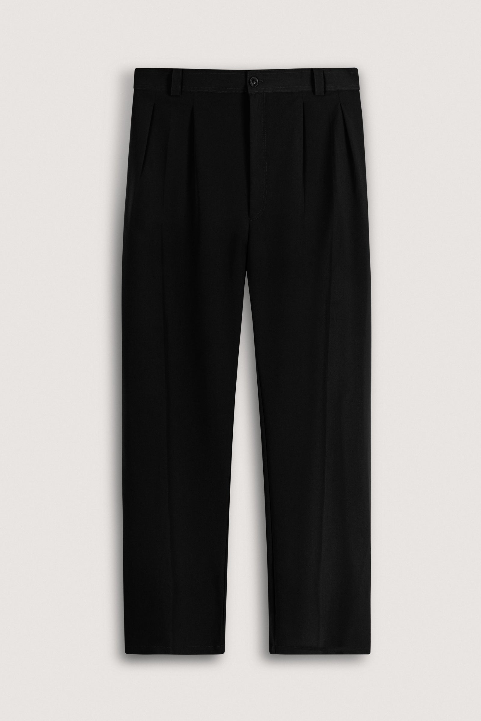 Black Pleated Relaxed Pants - Black - image 1