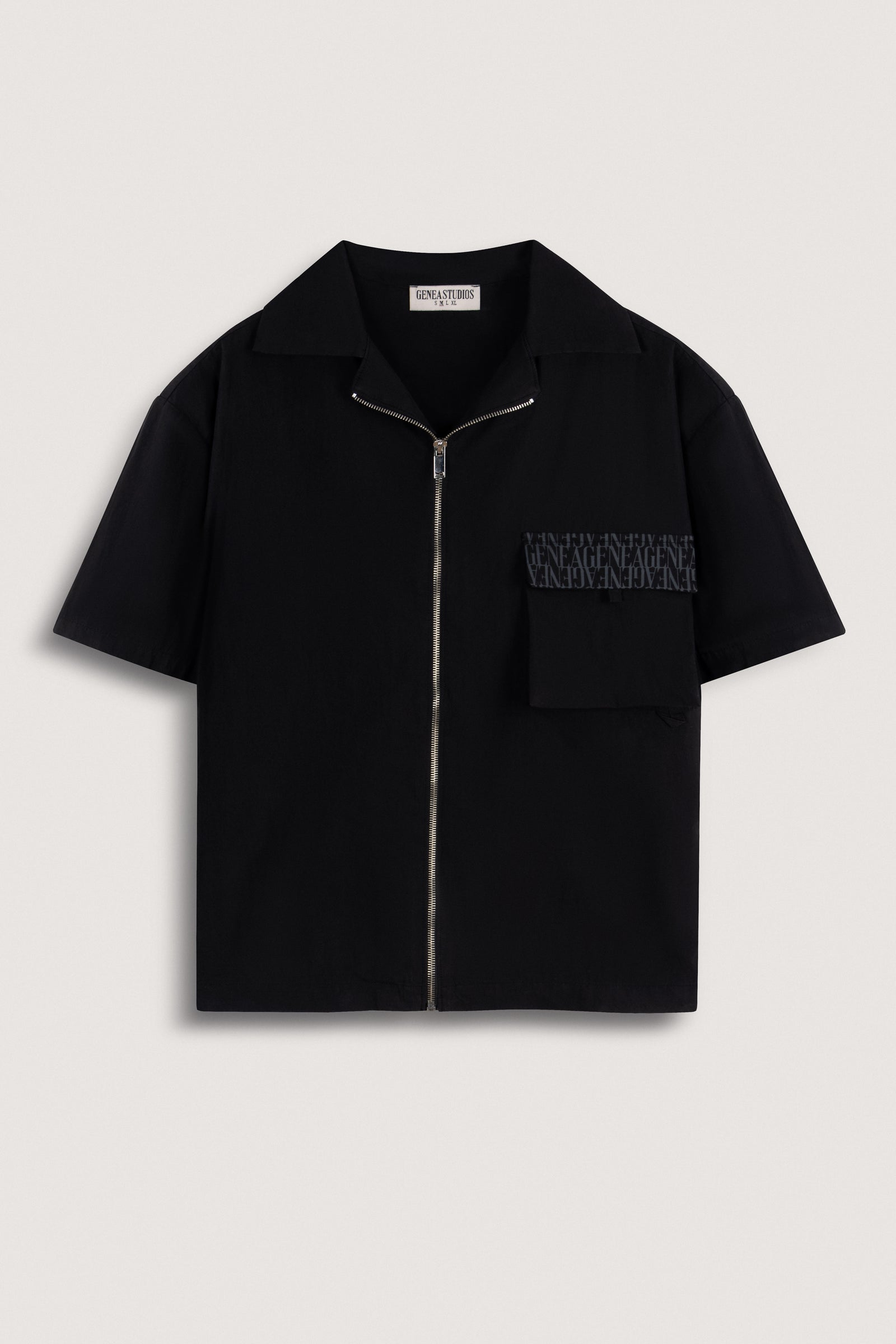 Black Short-sleeves Zip Overshirt - Black - image 1