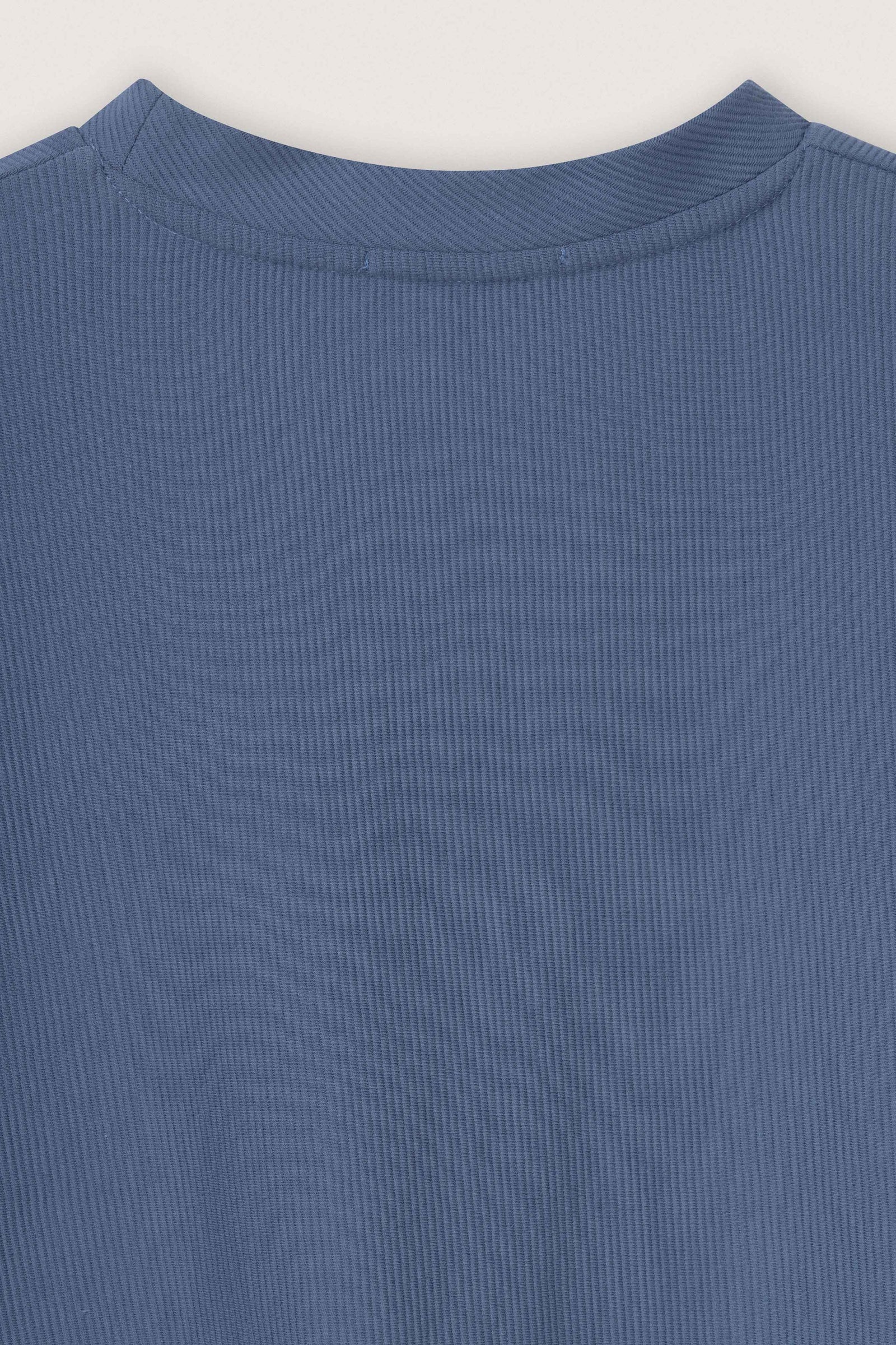 Blue Boxy Ribbed Basic T-Shirt - Blue - image 4