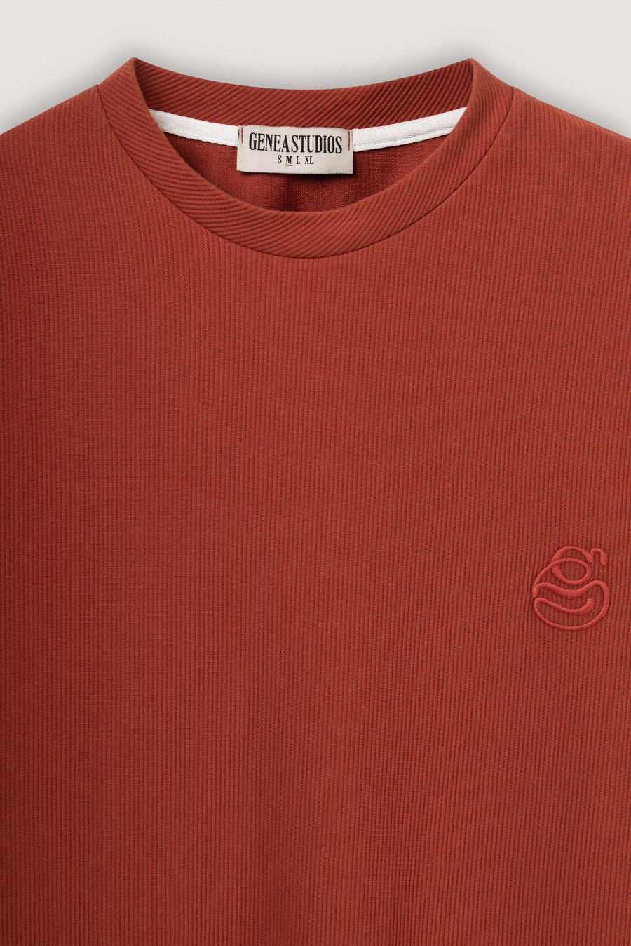 Brick Boxy Ribbed Basic T-Shirt - Brick Red - image 2