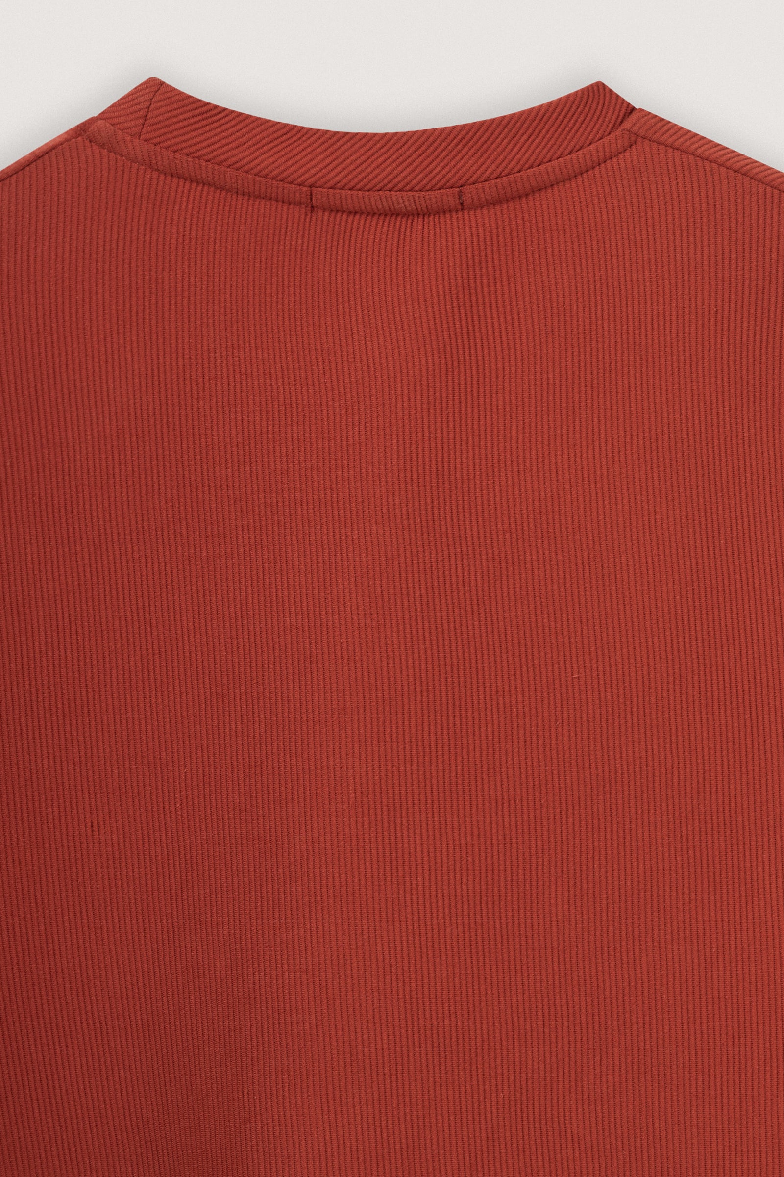 Brick Boxy Ribbed Basic T-Shirt - Brick Red - image 4