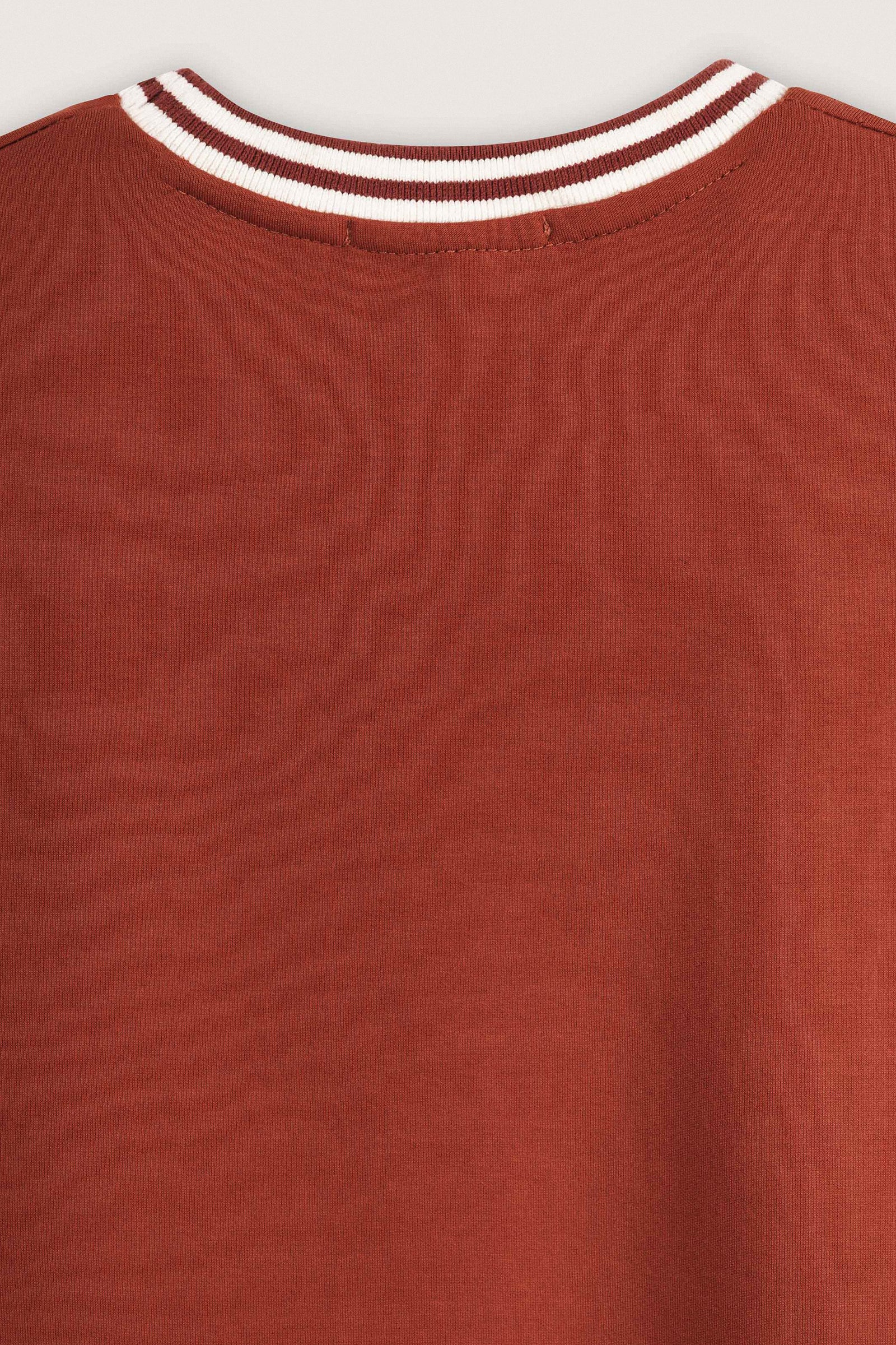 Brick Contrast Collar Boxy T-Shirt - Brick - image 4