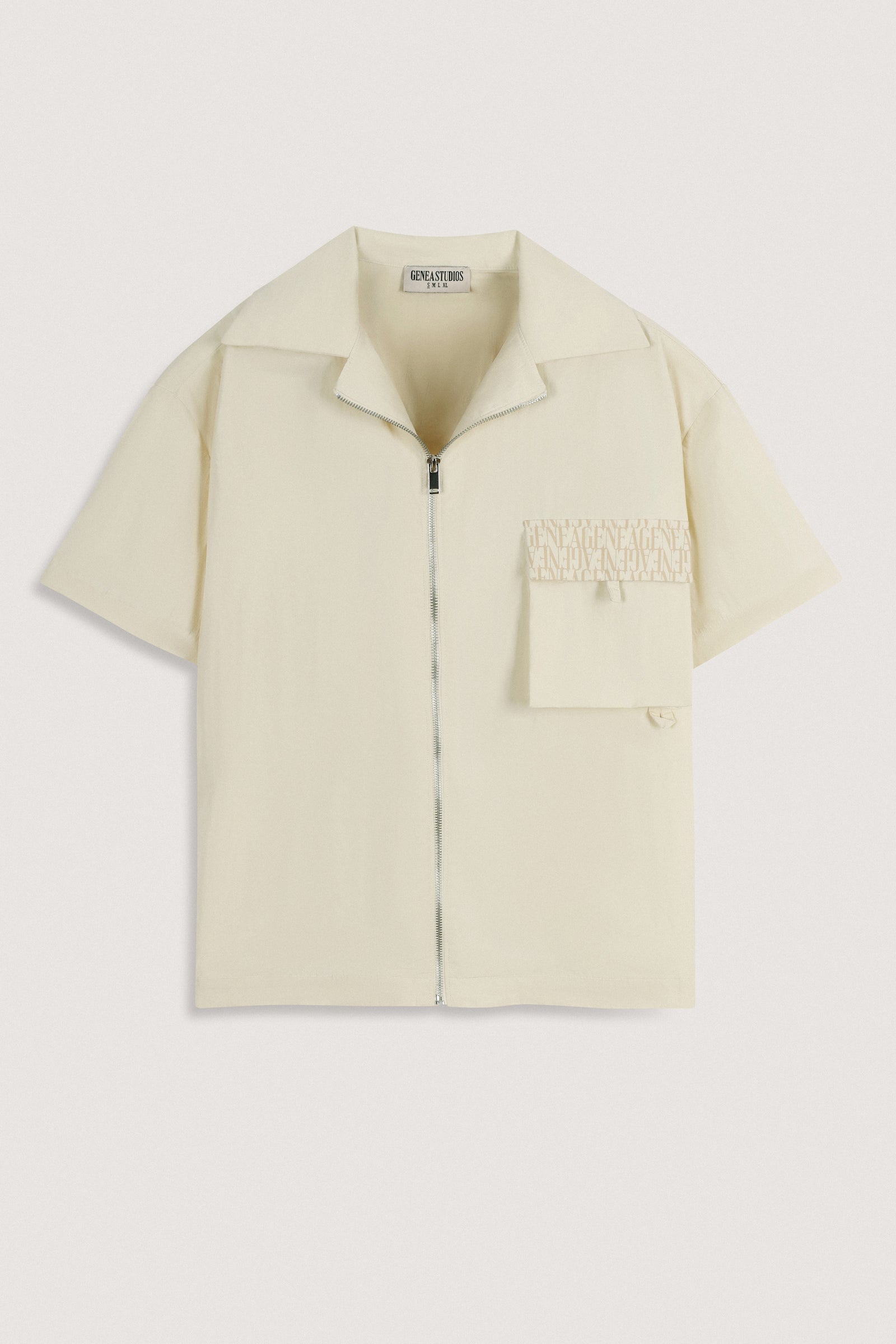 Cream Short-Sleeve Zip Overshirt - Cream - image 1