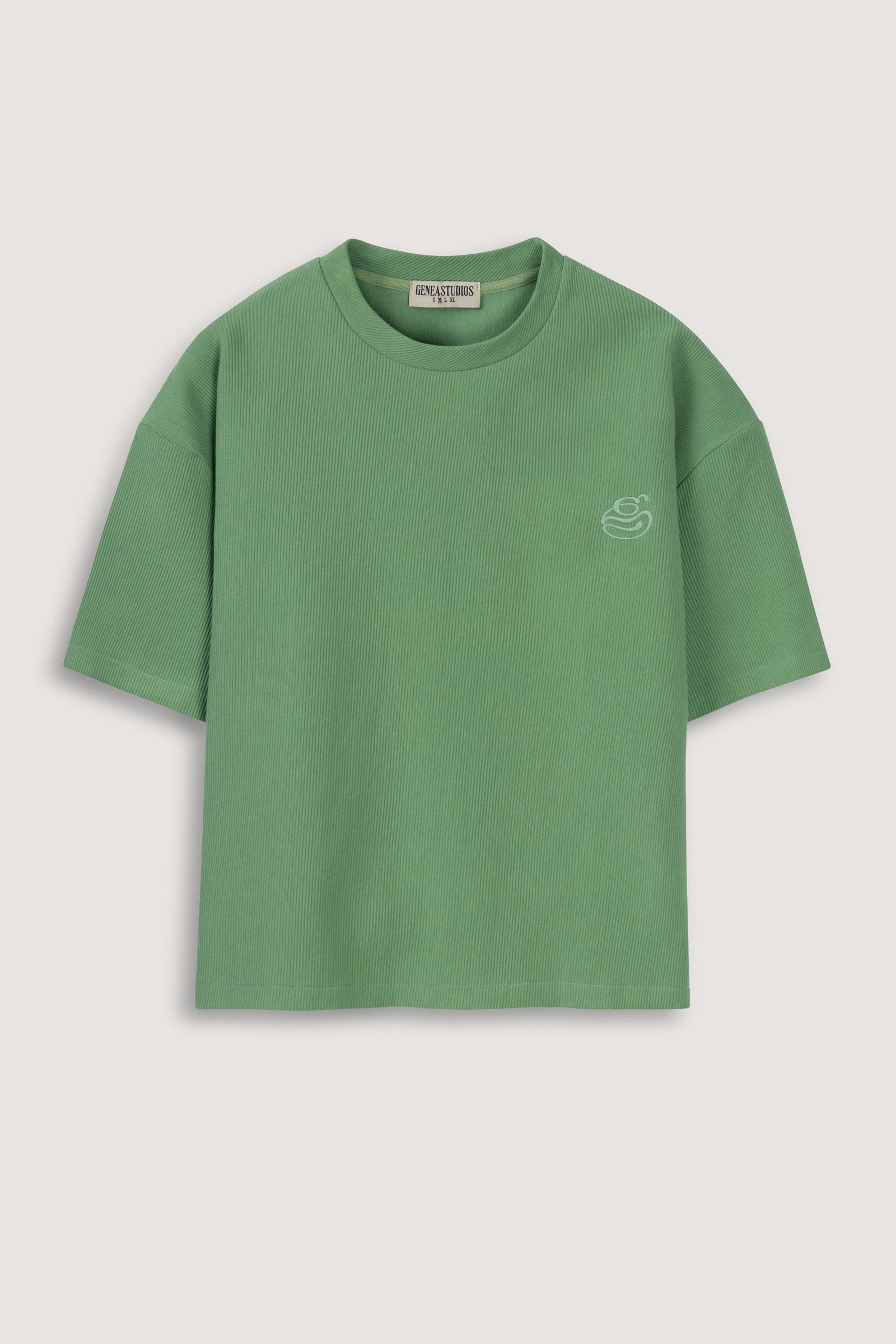 Green Boxy Ribbed Basic T-Shirt - Green - image 1