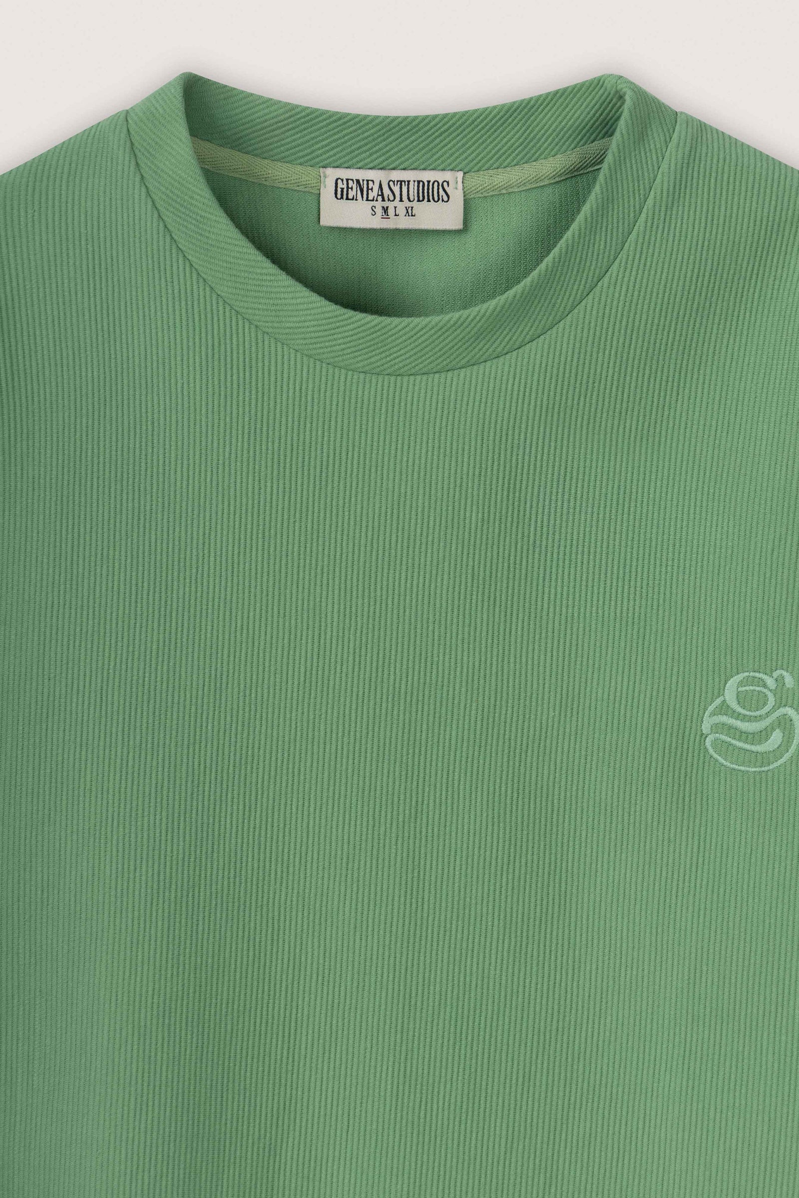 Green Boxy Ribbed Basic T-Shirt - Green - image 2