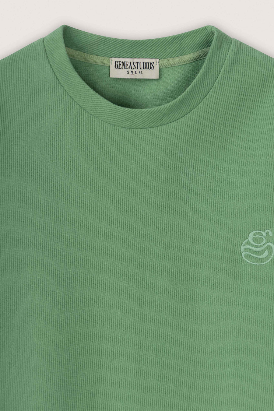 Green Boxy Ribbed Basic T-Shirt - Green - image 2