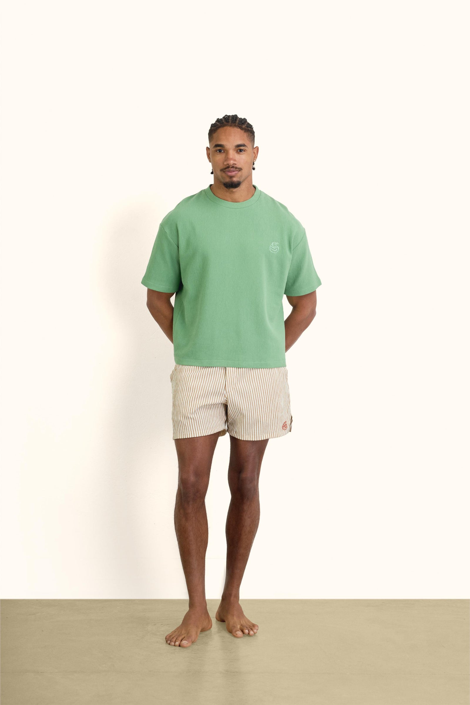 Green Boxy Ribbed Basic T-Shirt - Green - image 6