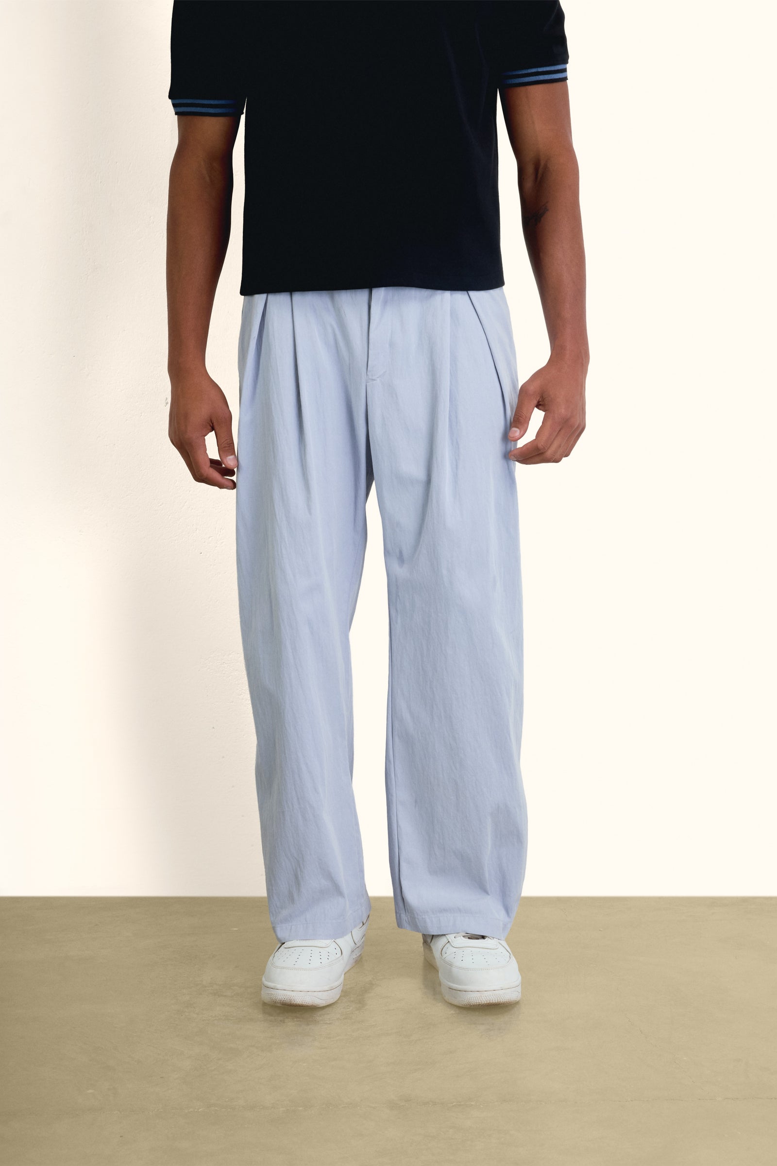 Light Blue Double-Waist Wide-Leg Pants - Light Blue - image 5