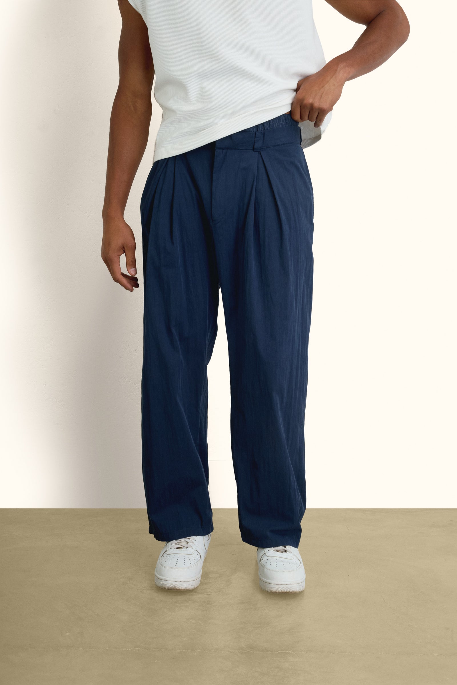 Navy Double-Waist Wide-Leg Pants - Navy - image 5